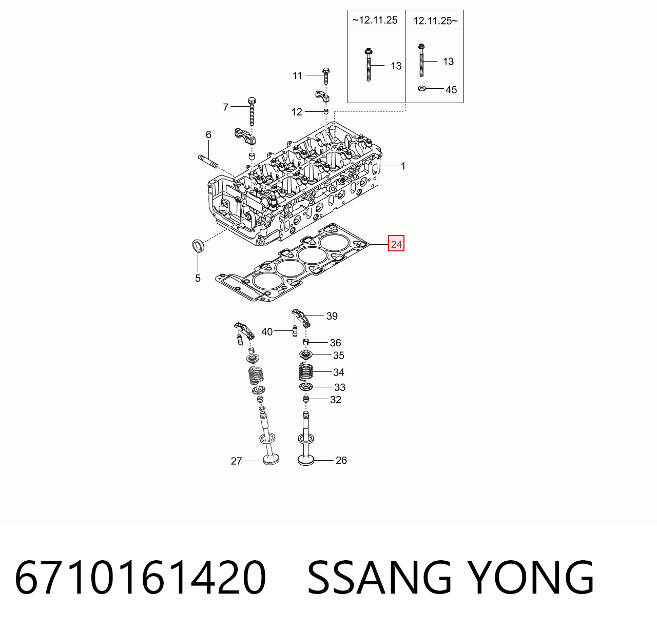 Junta de culata 6710161420 SSANG YONG