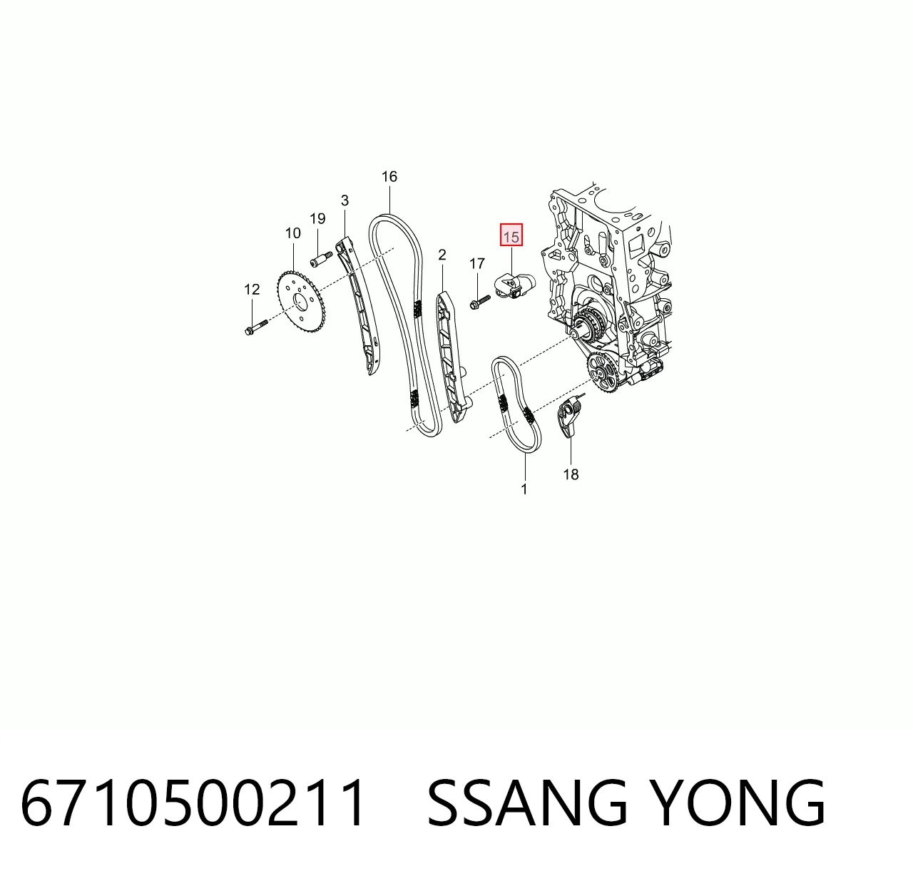 6710500211 Ssang Yong Tensor de cadena de distribución