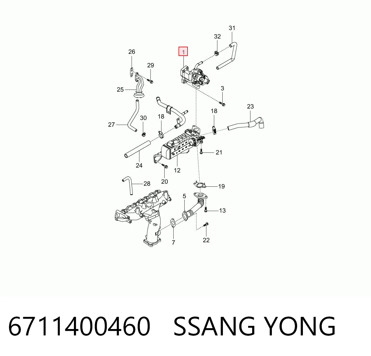 6711400460 Ssang Yong Válvula EGR