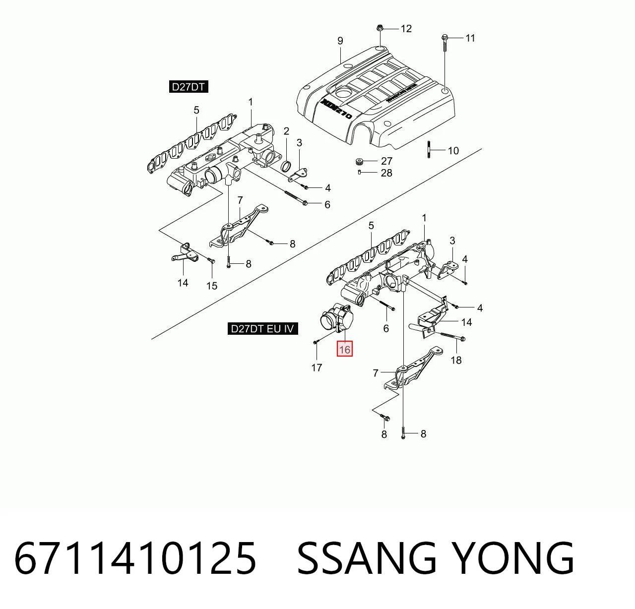 6711410125 Ssang Yong Mariposa de admisión