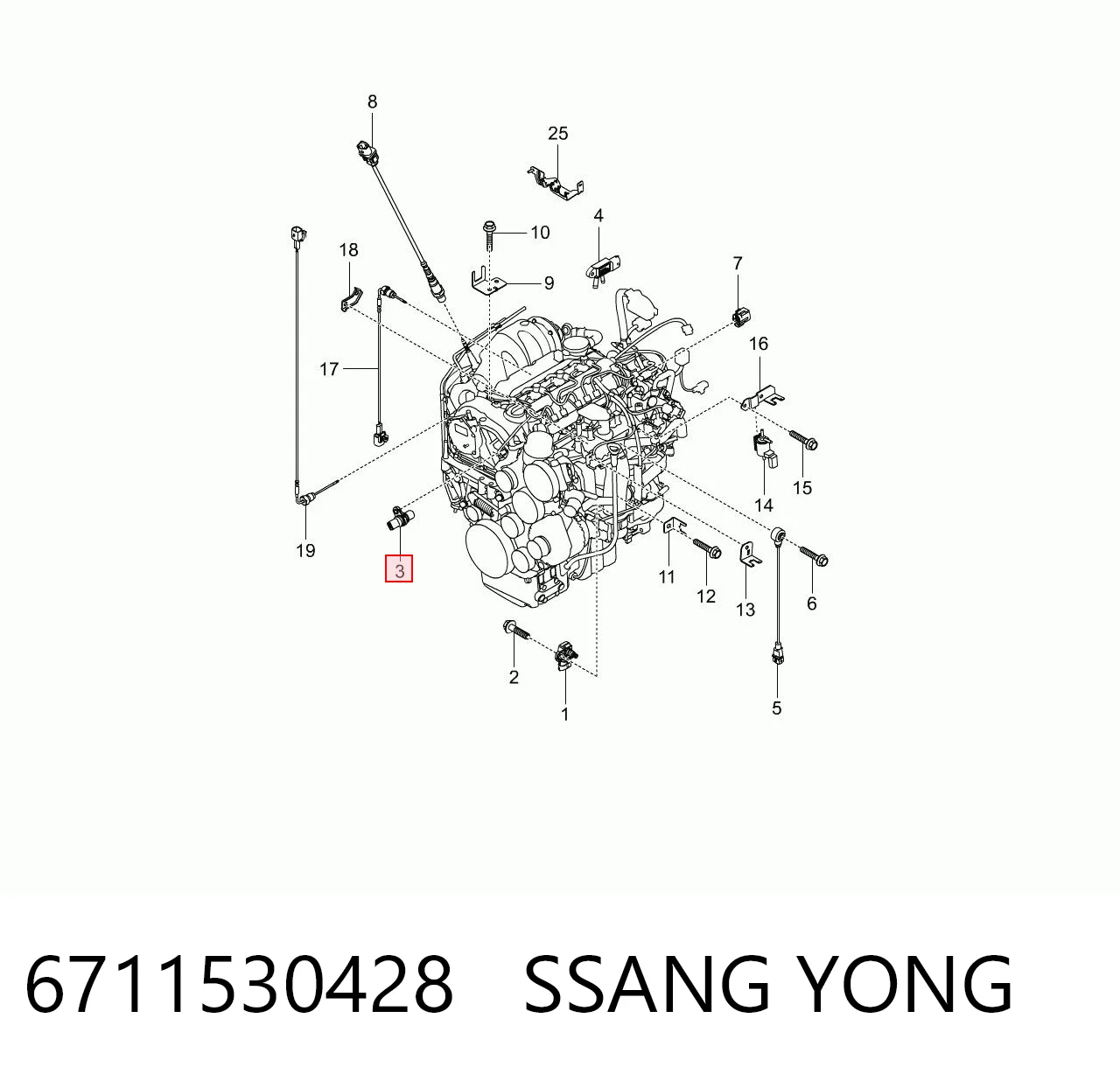 6711530428 Ssang Yong Sensor posición arbol de levas