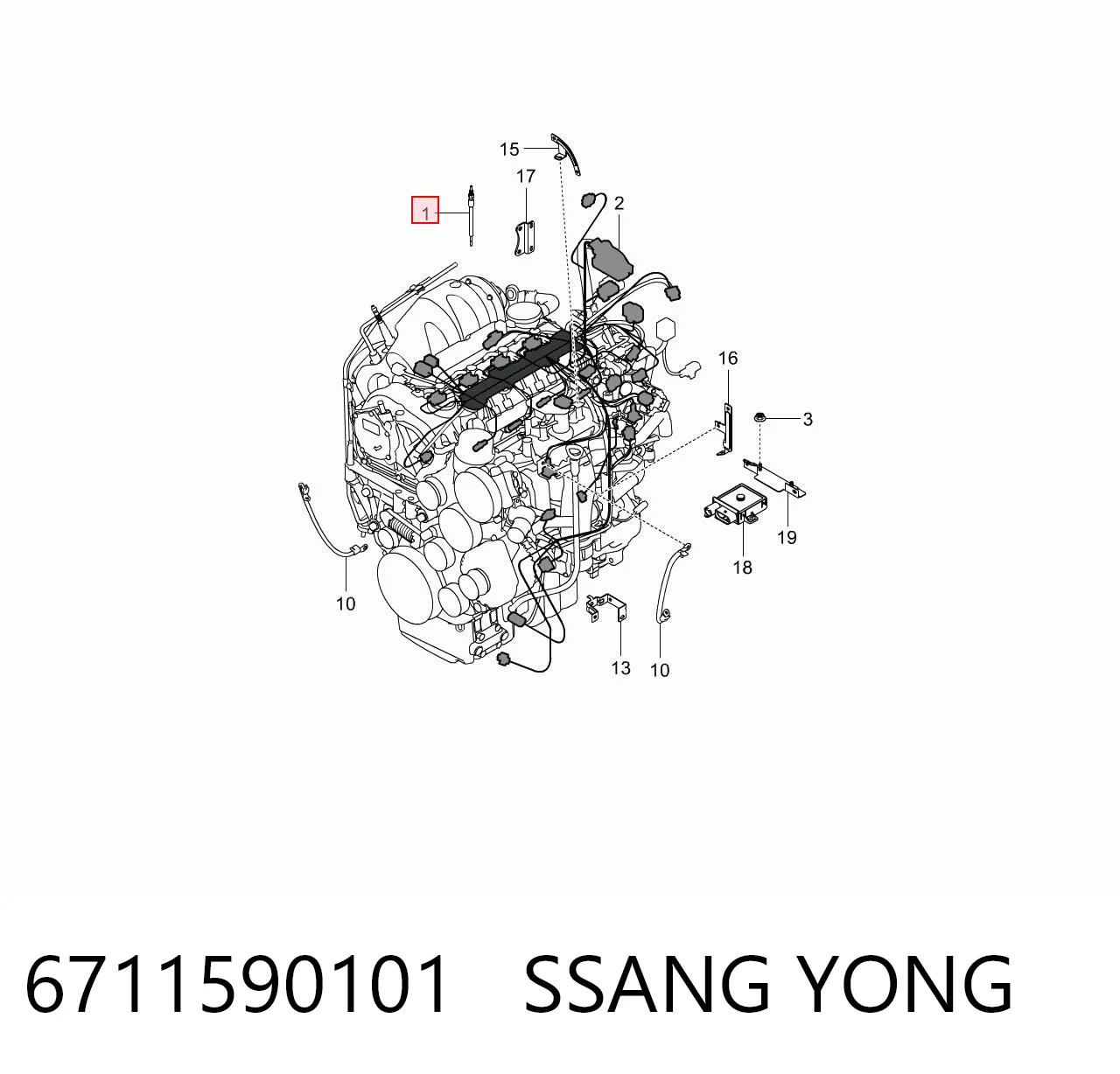 6711590101 Ssang Yong Bujías de calentamiento