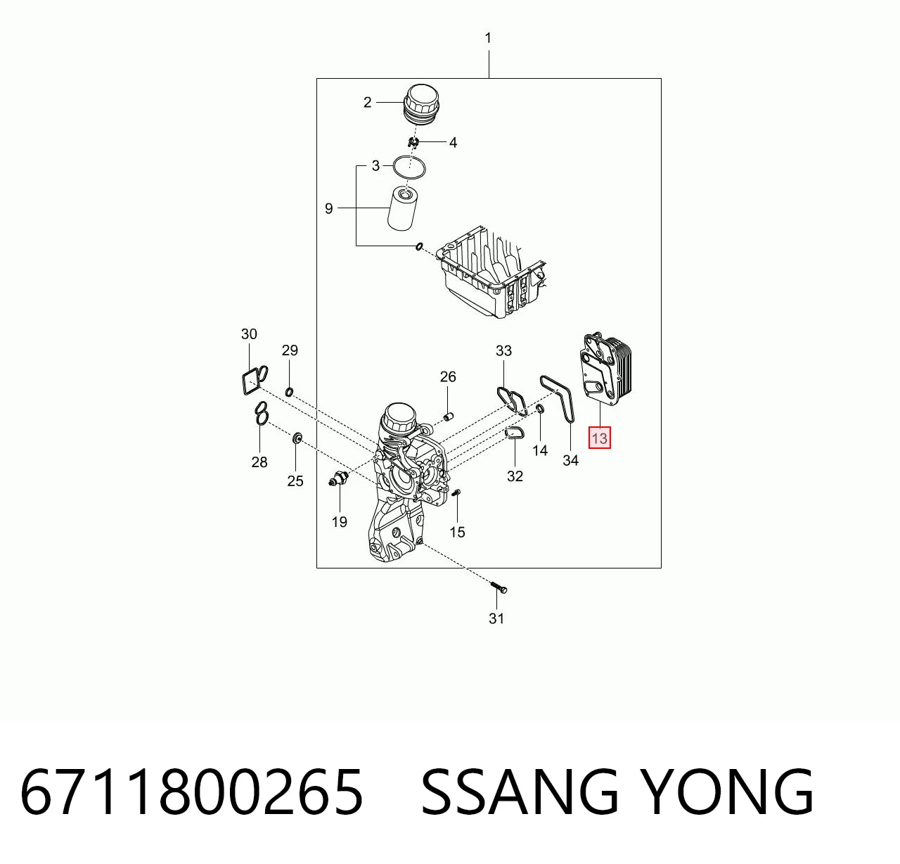 6711800265 Ssang Yong Radiador de aceite