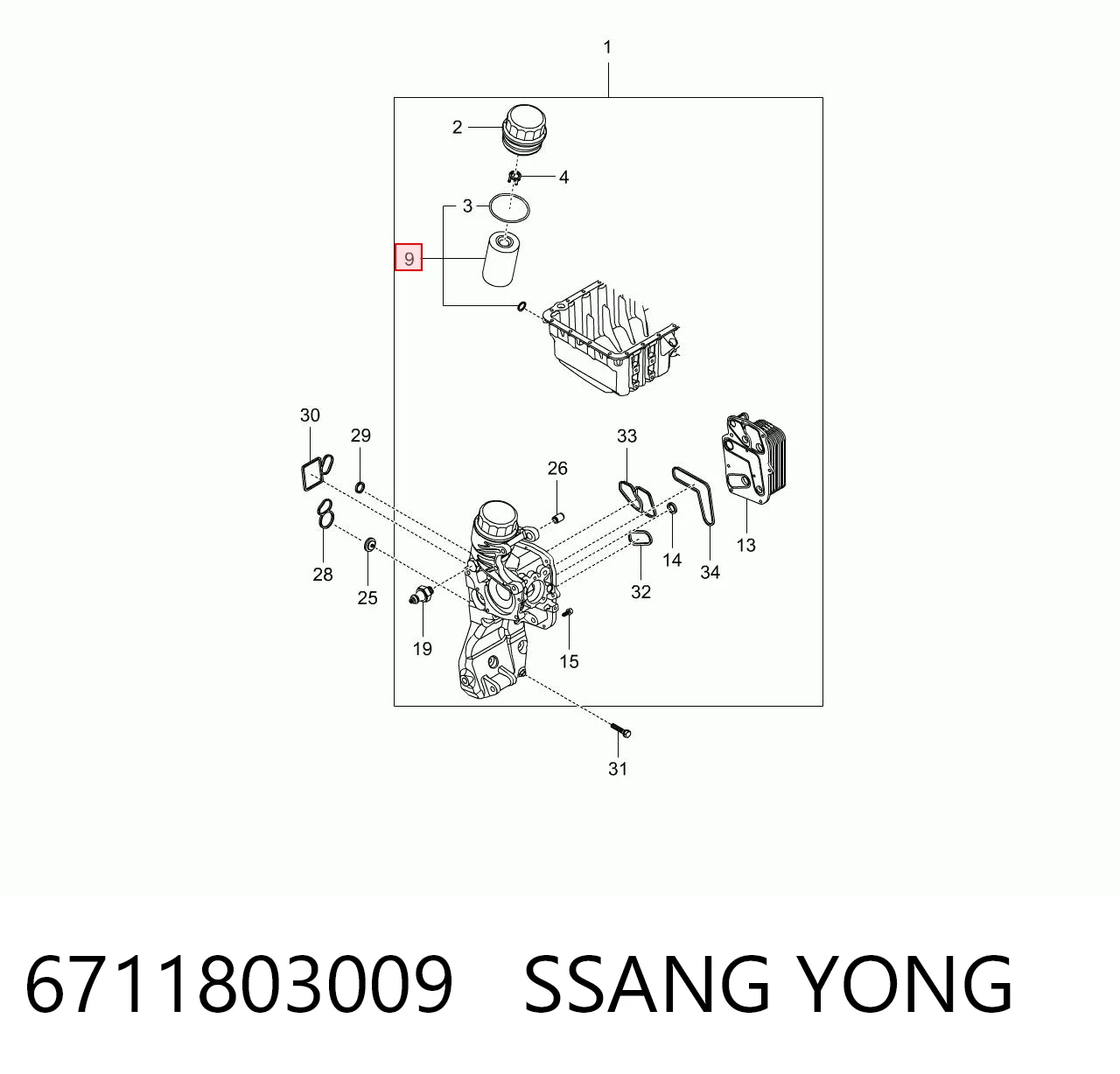 6711803009 Ssang Yong Filtro aceite