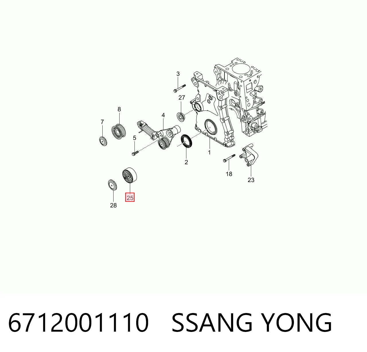 6712001110 Ssang Yong Polea tensora