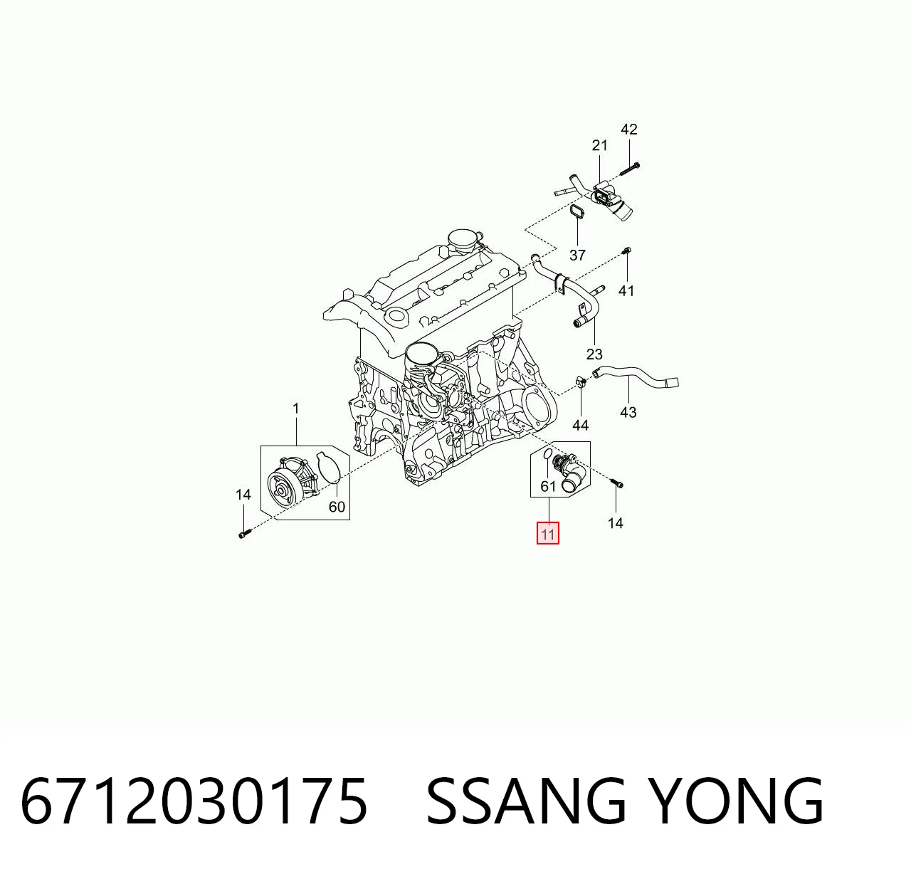 6712030175 Ssang Yong Termostato de agua