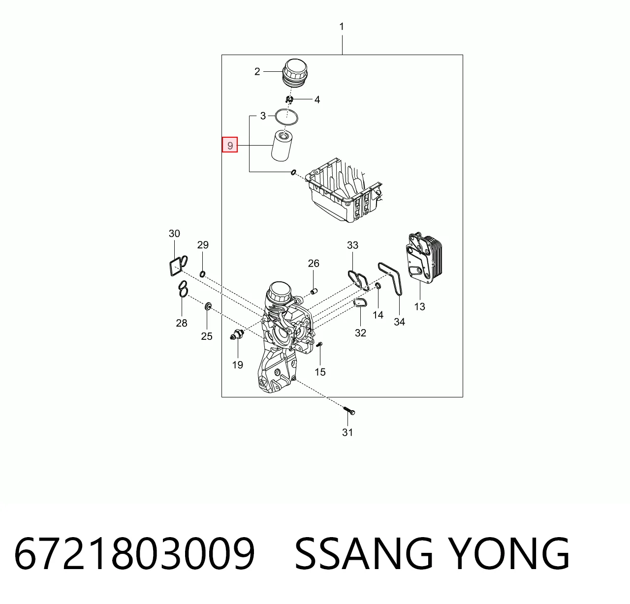 6721803009 Ssang Yong Filtro aceite