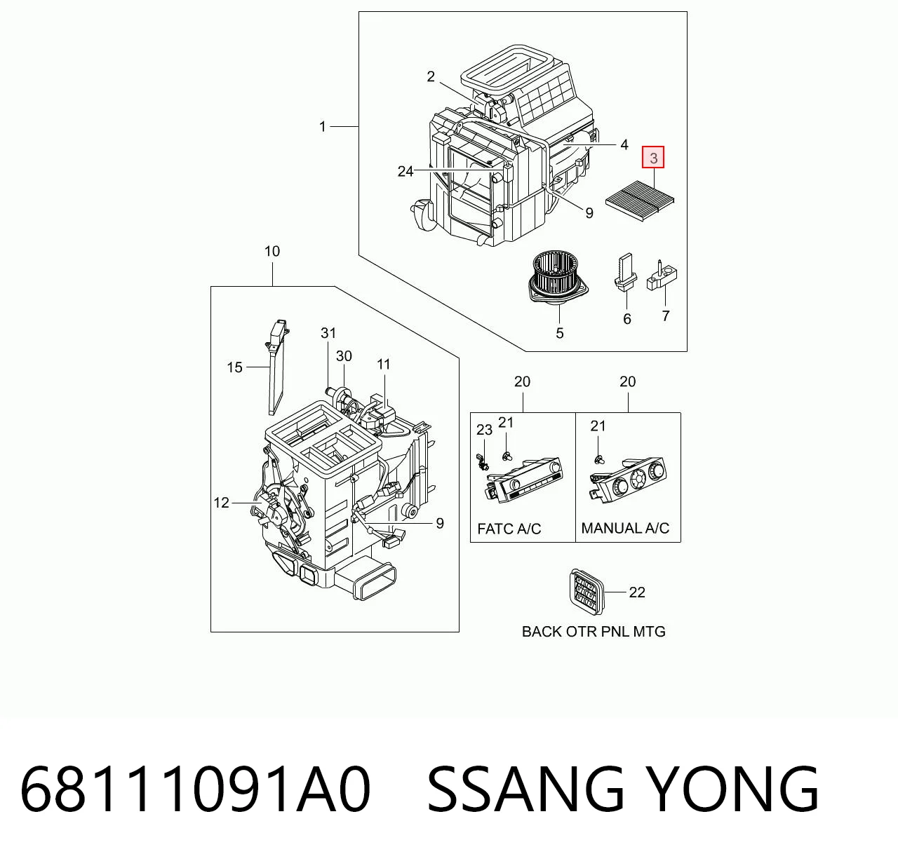 68111091A0 Ssang Yong Filtro antipolen