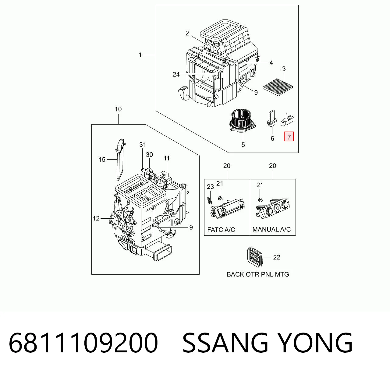Válvula TRV del aire acondicionado 6811109200 SSANG YONG