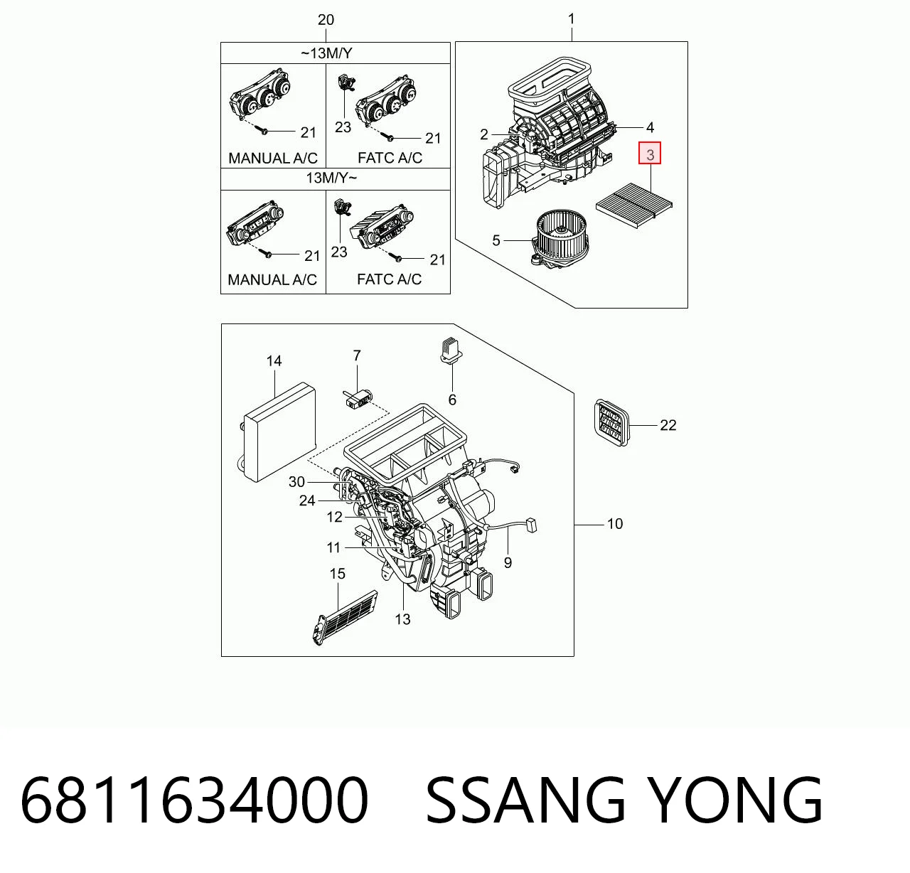 Filtro aire acondicionado coche SsangYong Korando  ()