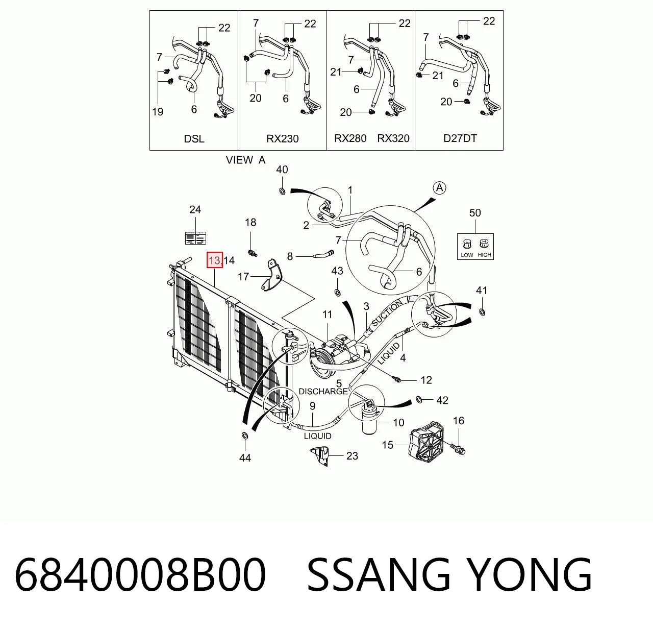 Radiador de aire acondicionado para SsangYong Rexton I RJN
