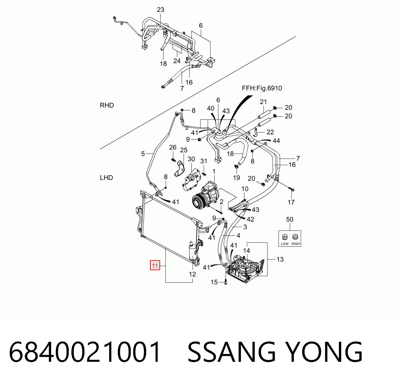 Radiador de aire acondicionado para SsangYong Rodius  