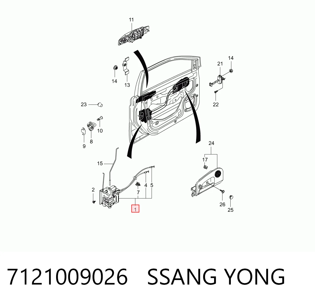 7121009026 Ssang Yong Cerradura de puerta