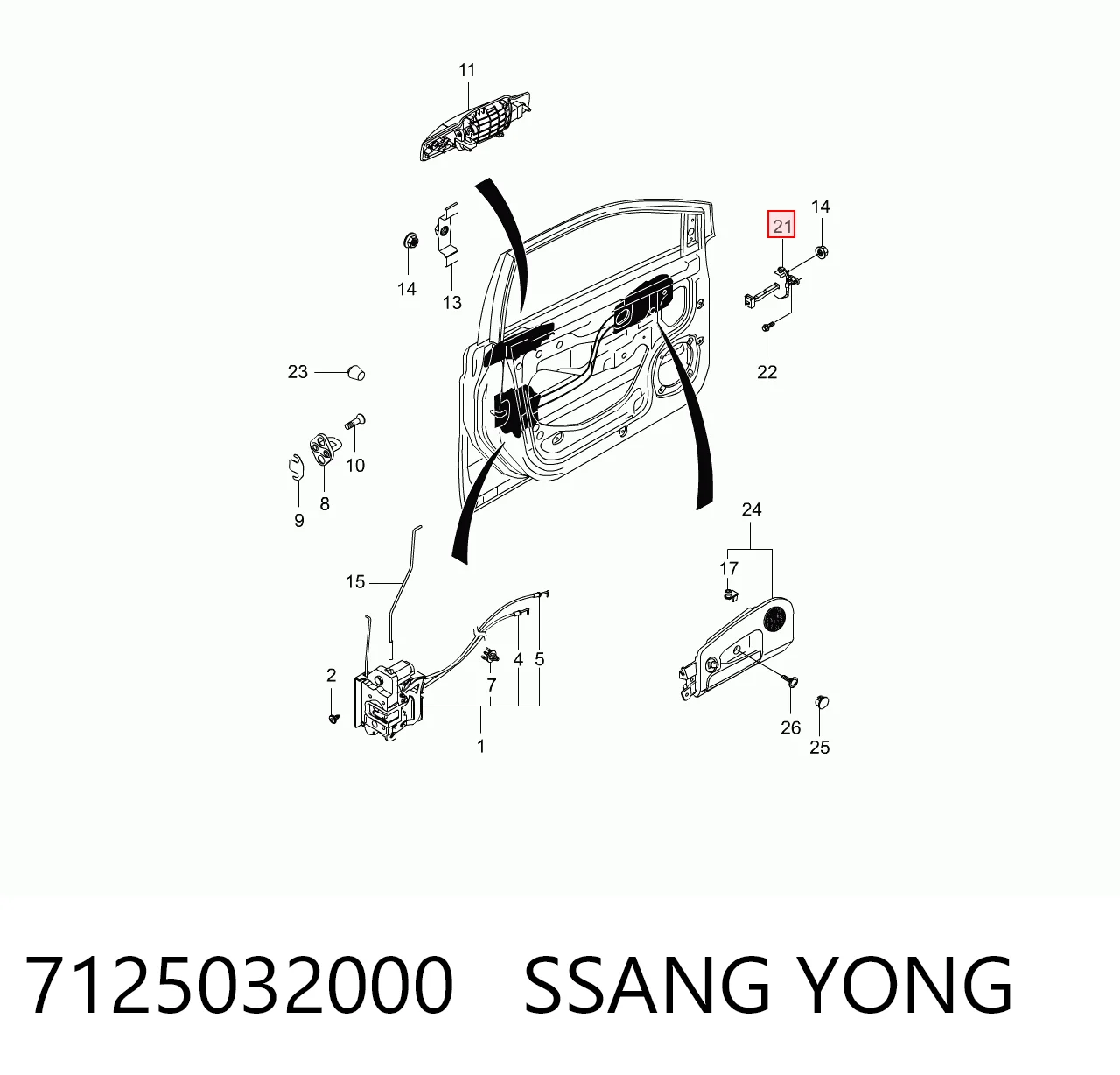 7125032000 Ssang Yong Limitador de apertura de puerta delantera izquierda