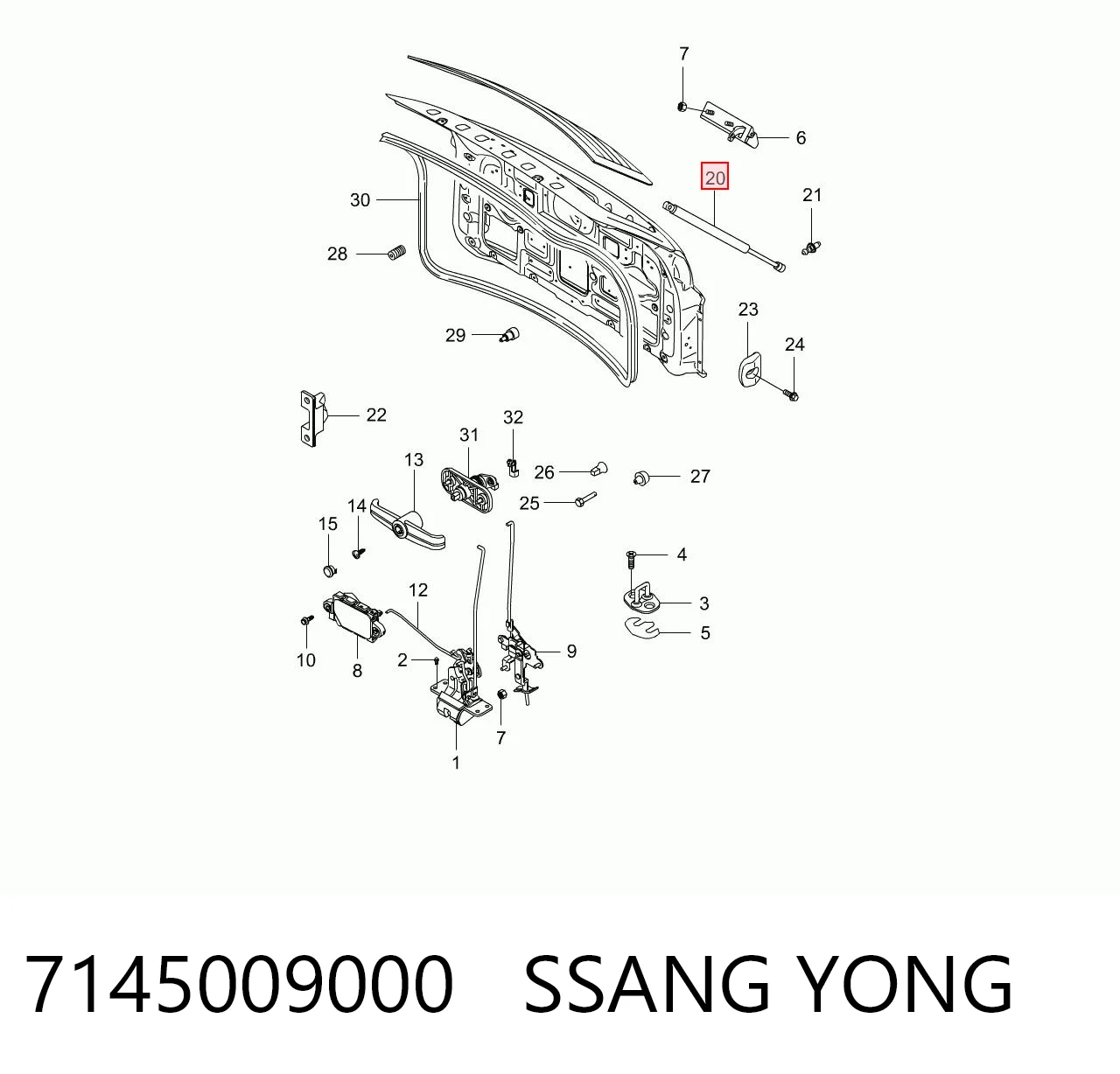 7145009000 Ssang Yong Amortiguador de porton