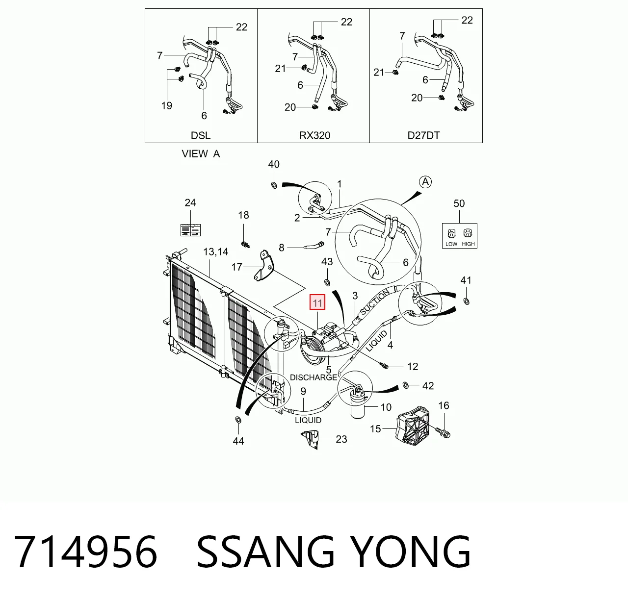 714956 Ssang Yong Compresor climatizador