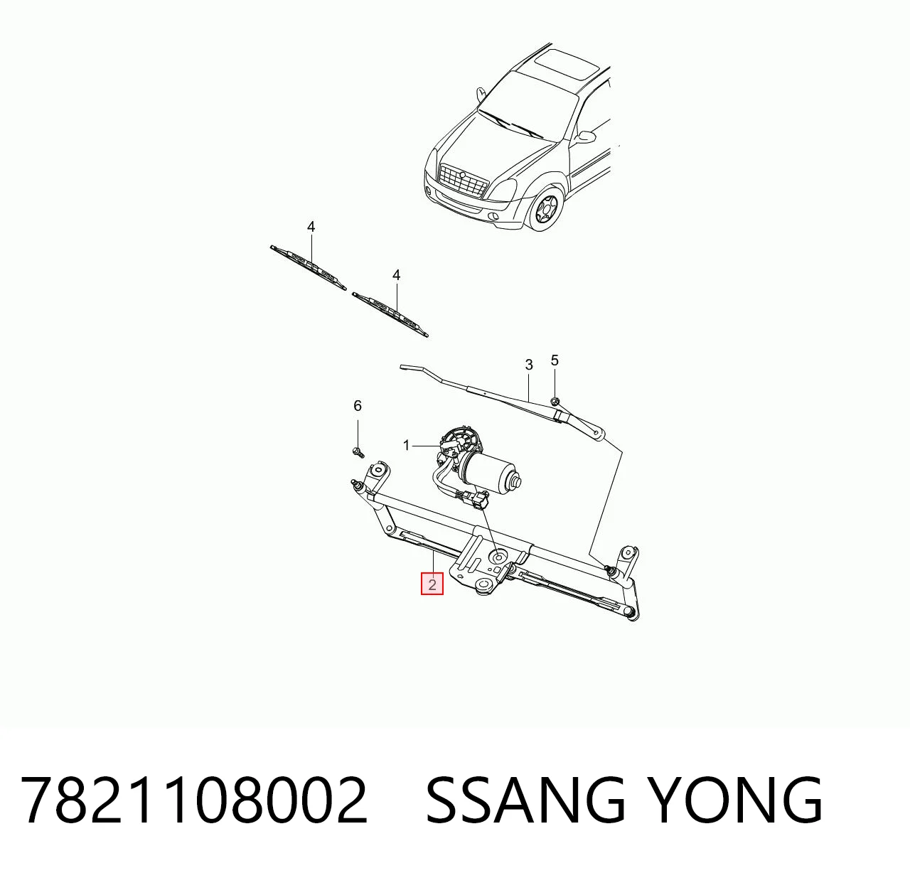 Varillaje de limpiaparabrisas para SsangYong Rexton I RJ