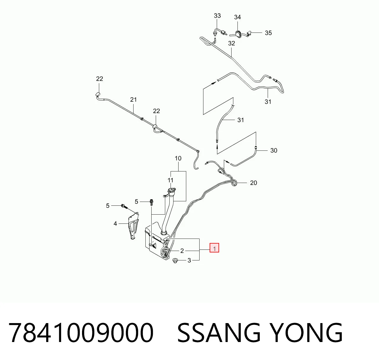 Depósito de líquido limpiaparabrisas 7841009000 SSANG YONG