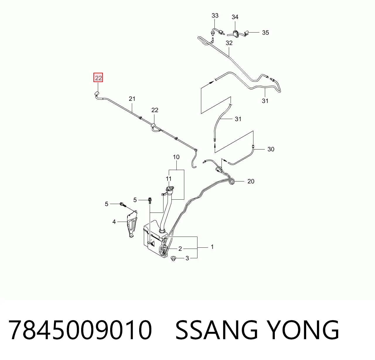 Boquilla del lavaparabrisas 7845009010 SSANG YONG