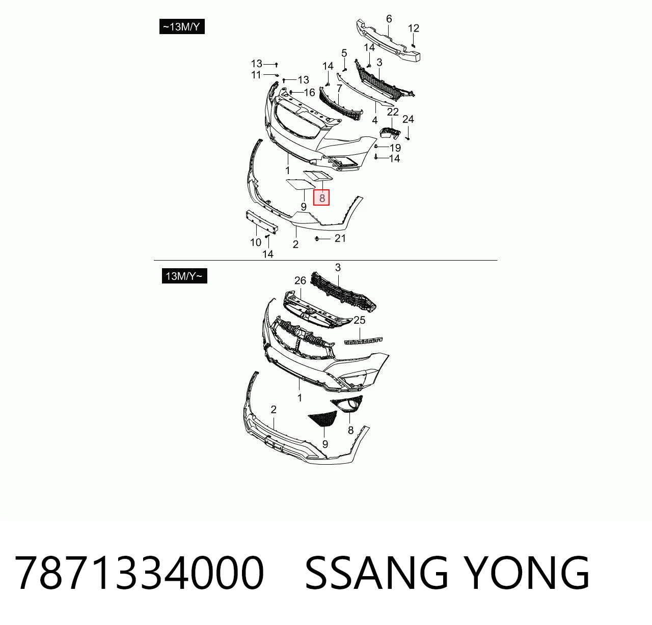 7871334000 Ssang Yong Embellecedor de faro antiniebla izquierdo