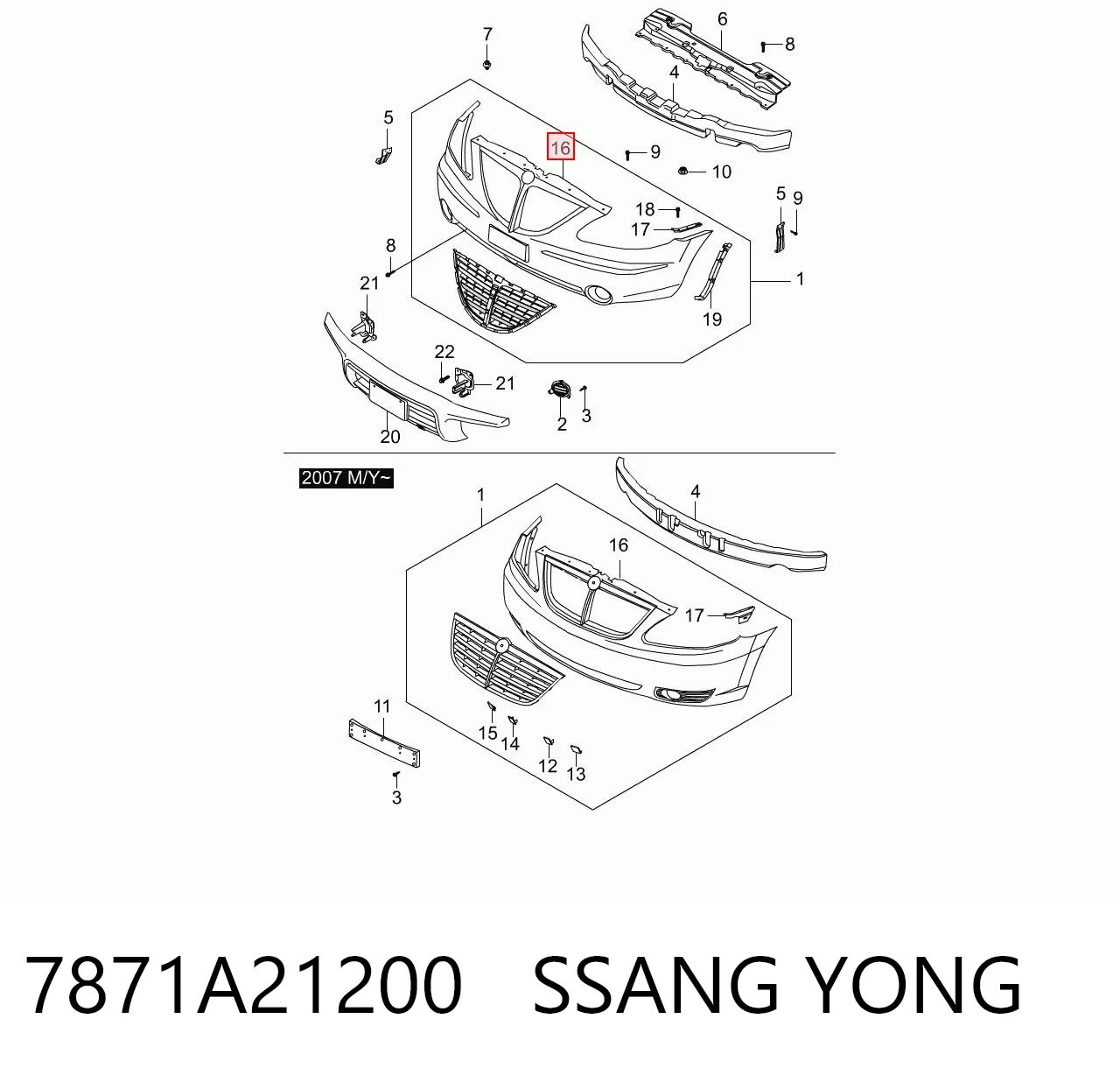 Paragolpes delantero para SsangYong Rodius  