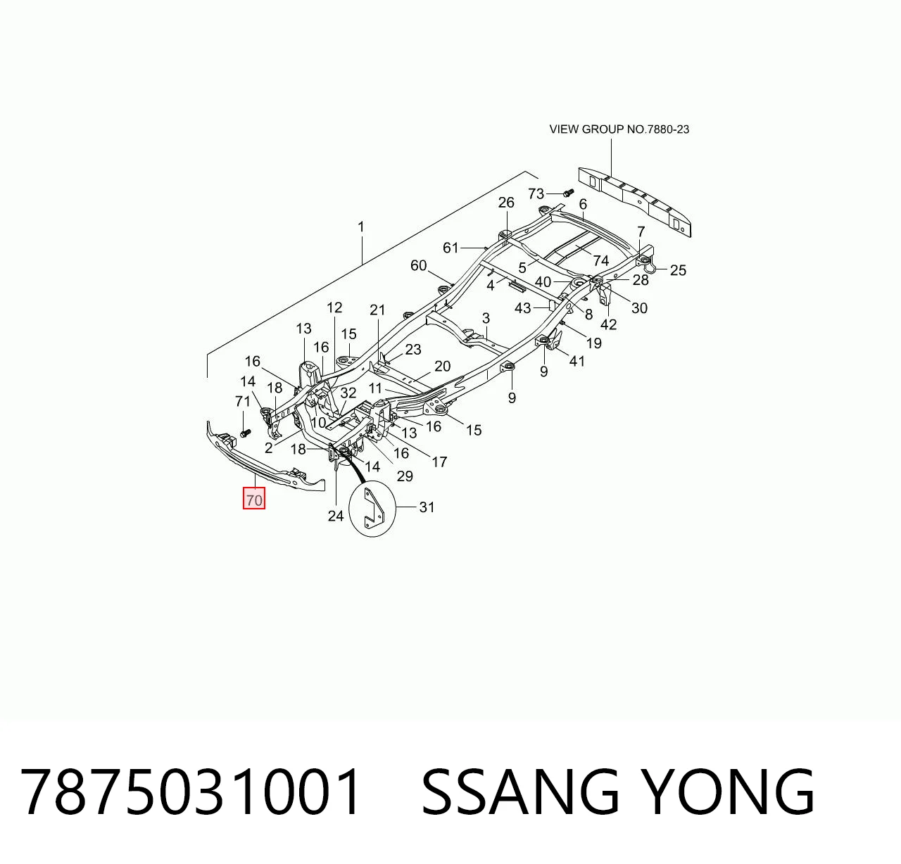 Refuerzo parachoque delantero para SsangYong Actyon  CJ