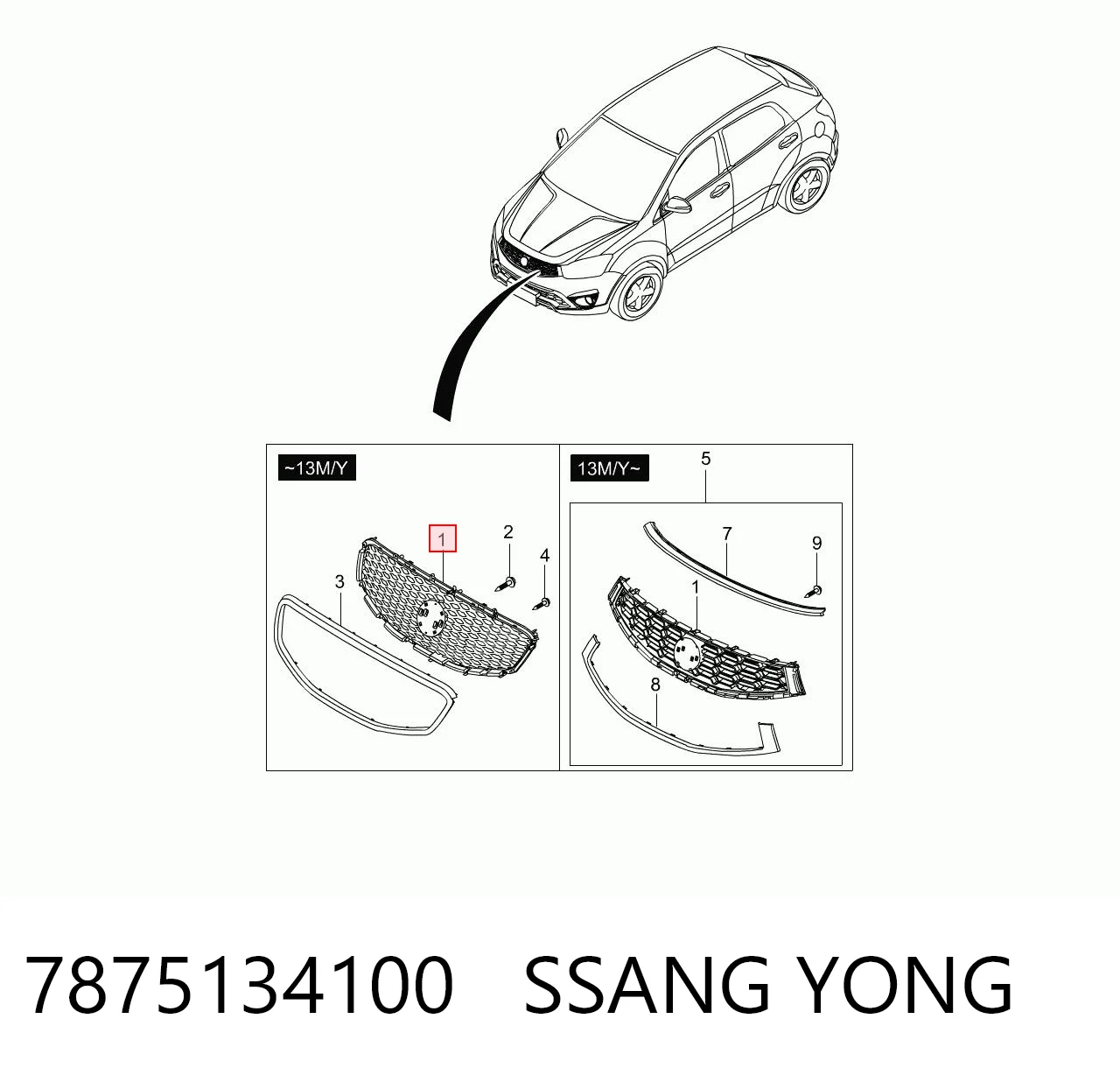 Comprar Parrilla del radiador SsangYong Actyon a bajo precio