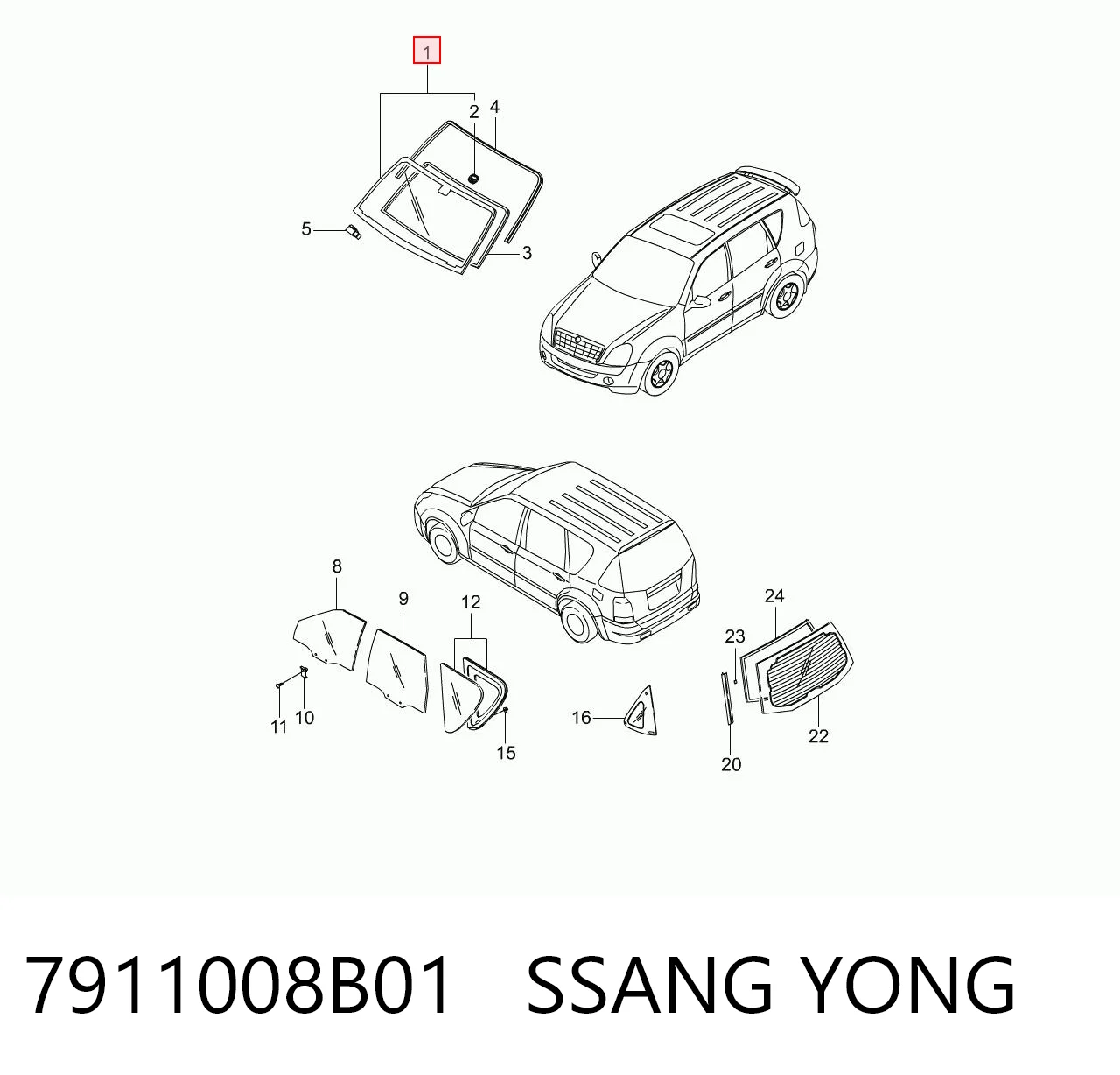 Parabrisas SSANG YONG 7911008B01