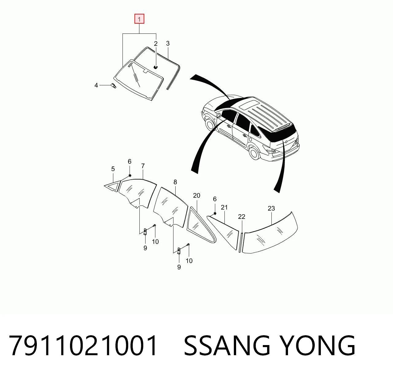 Cristal parabrisas SsangYong Rodius monovolumen (2004 - 2026) precio, desde 220,09 EUR