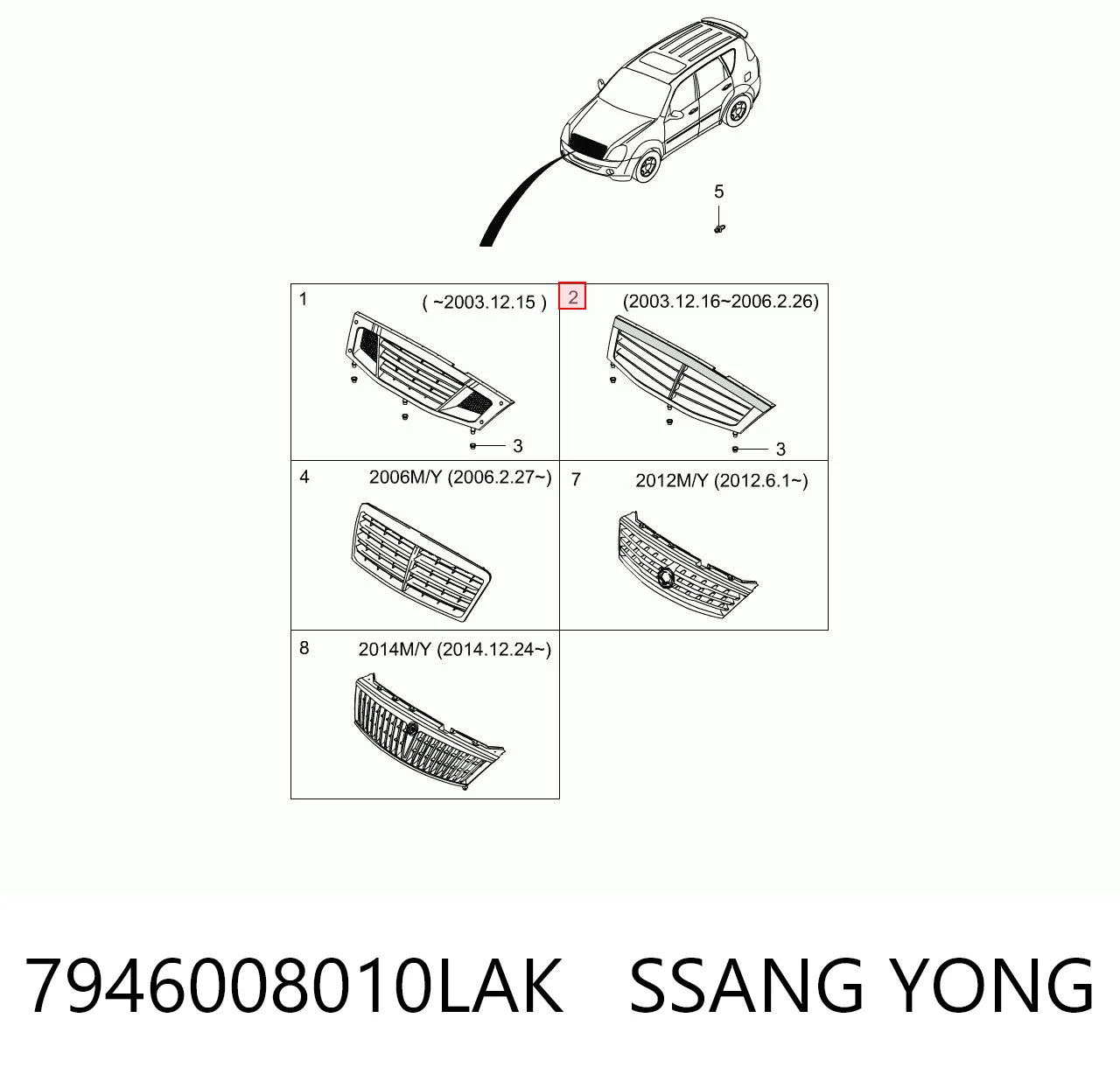 Calandra para SsangYong Rexton I RJ