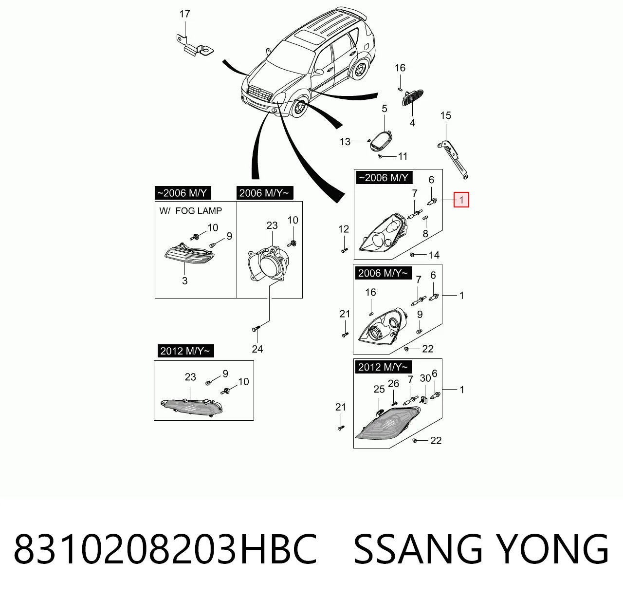 Faro derecho SsangYong Rexton I SUV (RJ) (2002 - 2006) precio, desde 145,20 EUR