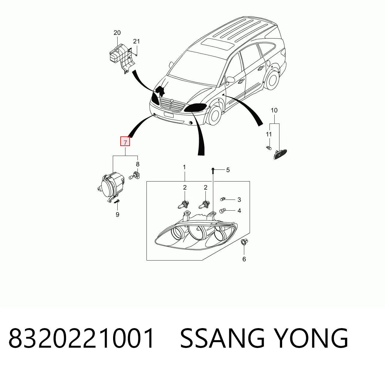 8320221001 Ssang Yong Faro antiniebla derecho