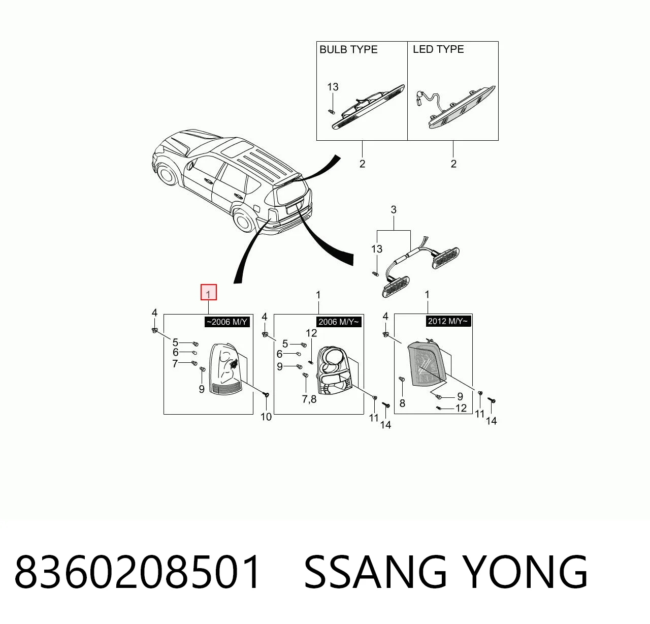 Piloto trasero derecho SsangYong Rexton I SUV (RJ) (2002 - 2006) precio, desde 104,48 EUR