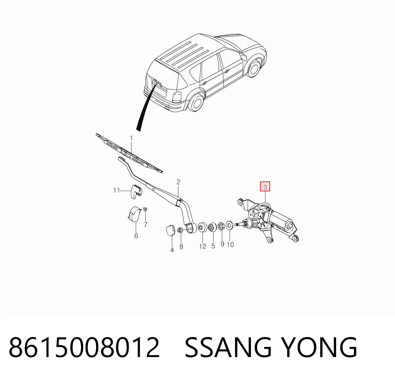 8615008011 Mercedes Motor del limpiaparabrisas trasero