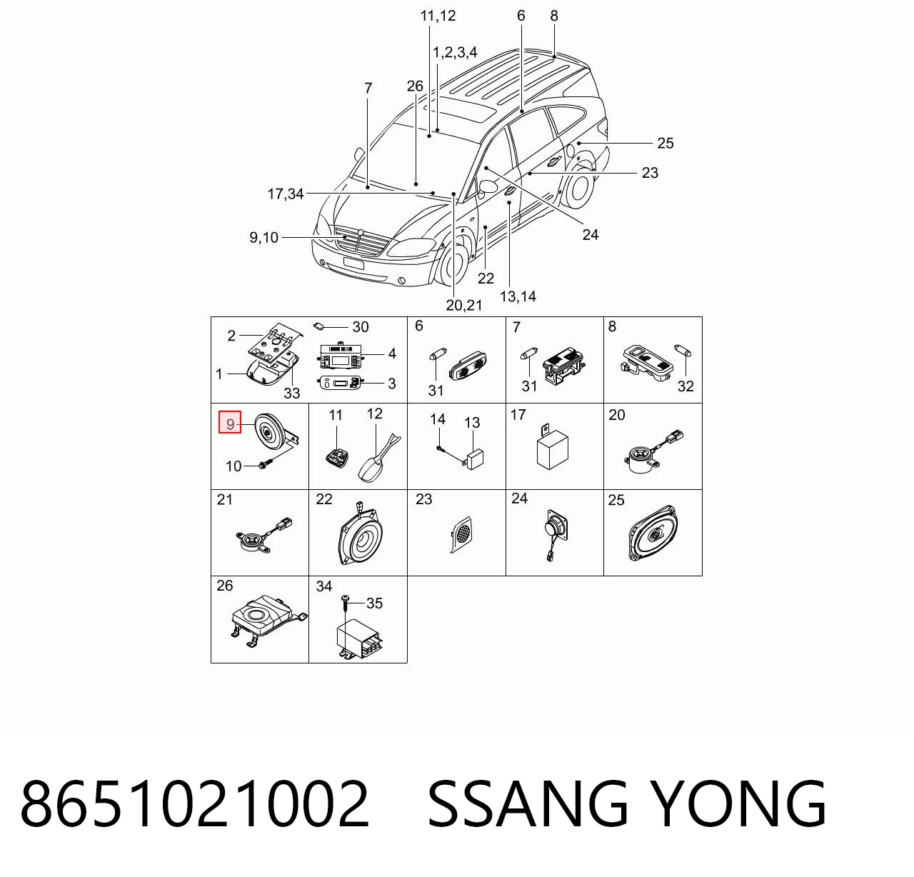 Claxon para SsangYong Kyron  