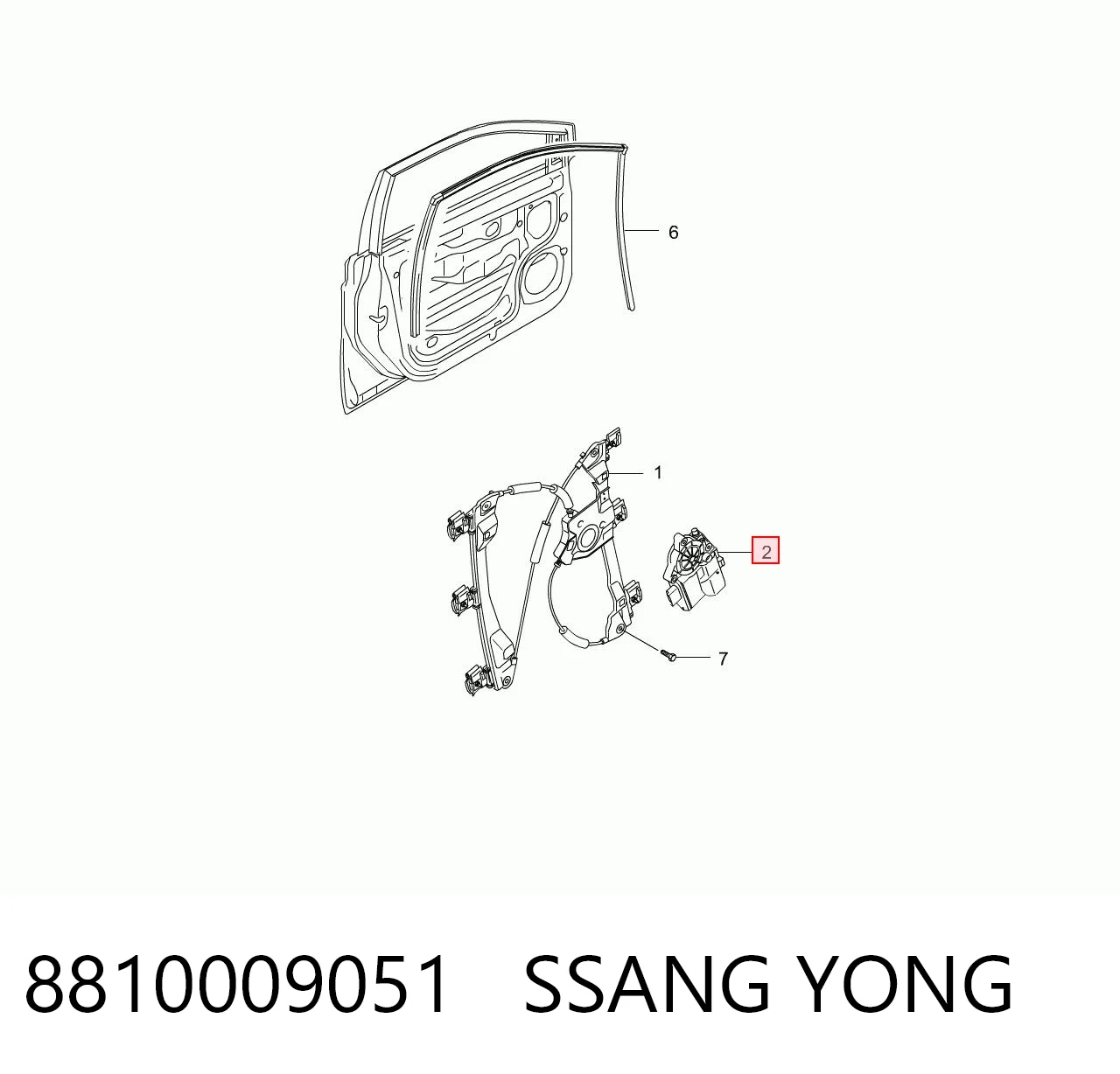Motor del elevalunas de la puerta delantera izquierda 8810009051 SSANG YONG
