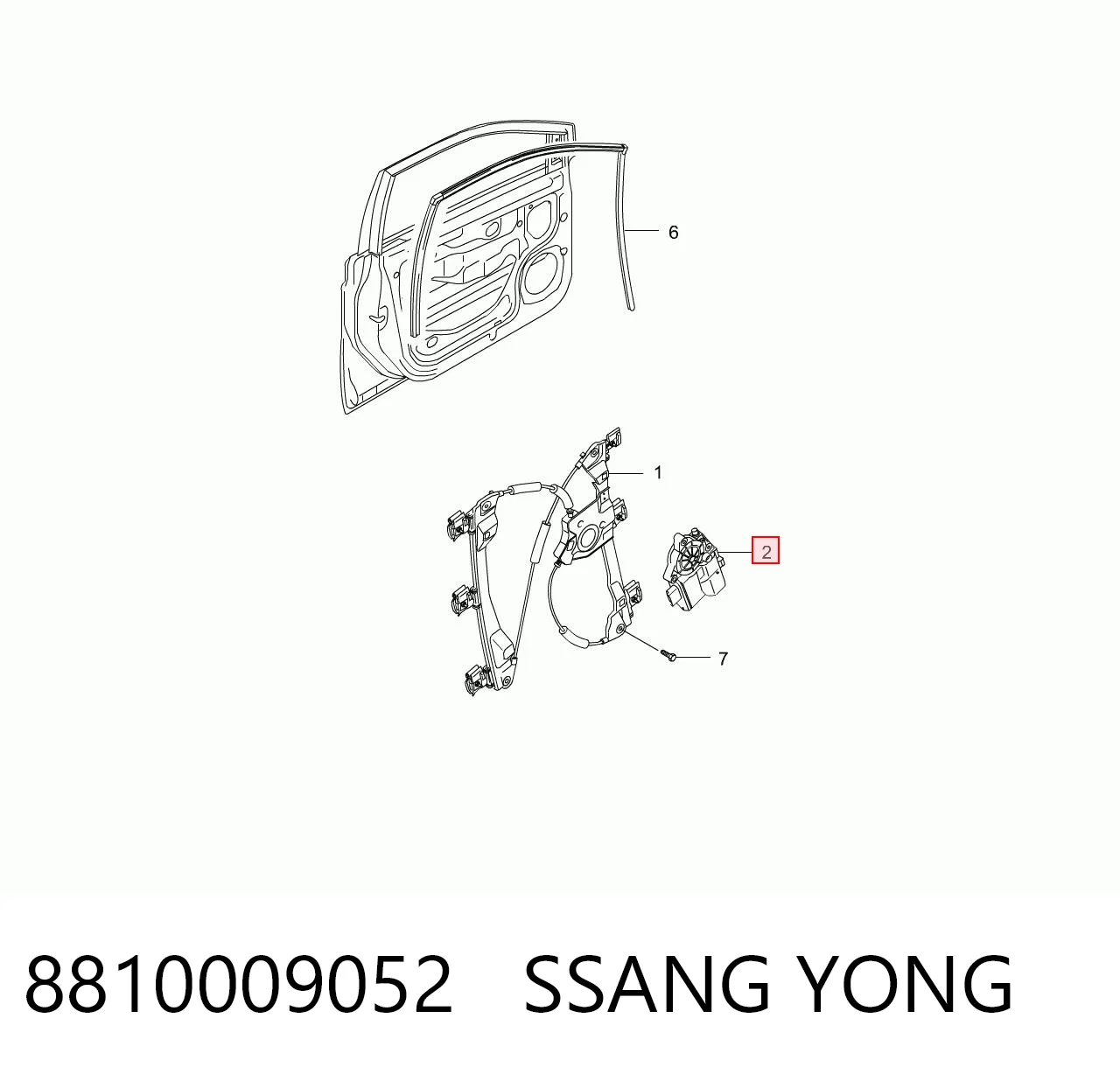 Motor del elevalunas de la puerta delantera izquierda 8810009052 SSANG YONG