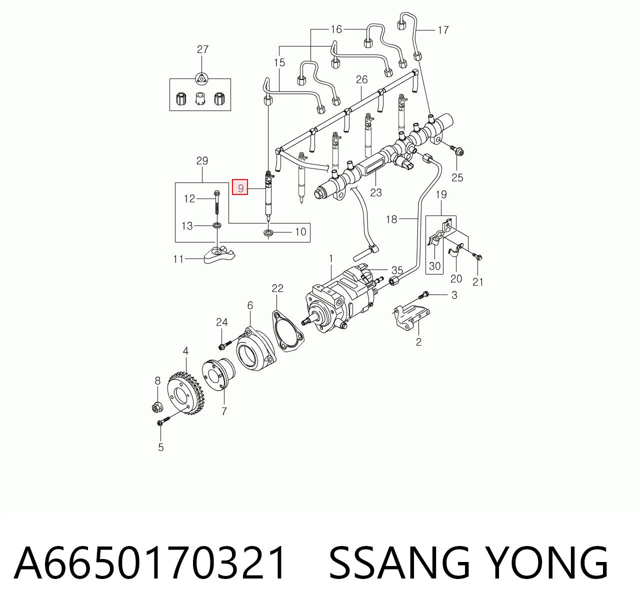 Inyector de combustible para SsangYong Kyron  