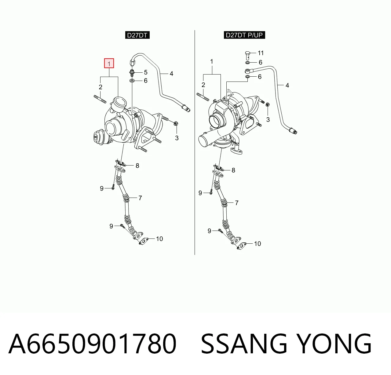 6650901780 Hyundai/Kia Turbo para motor