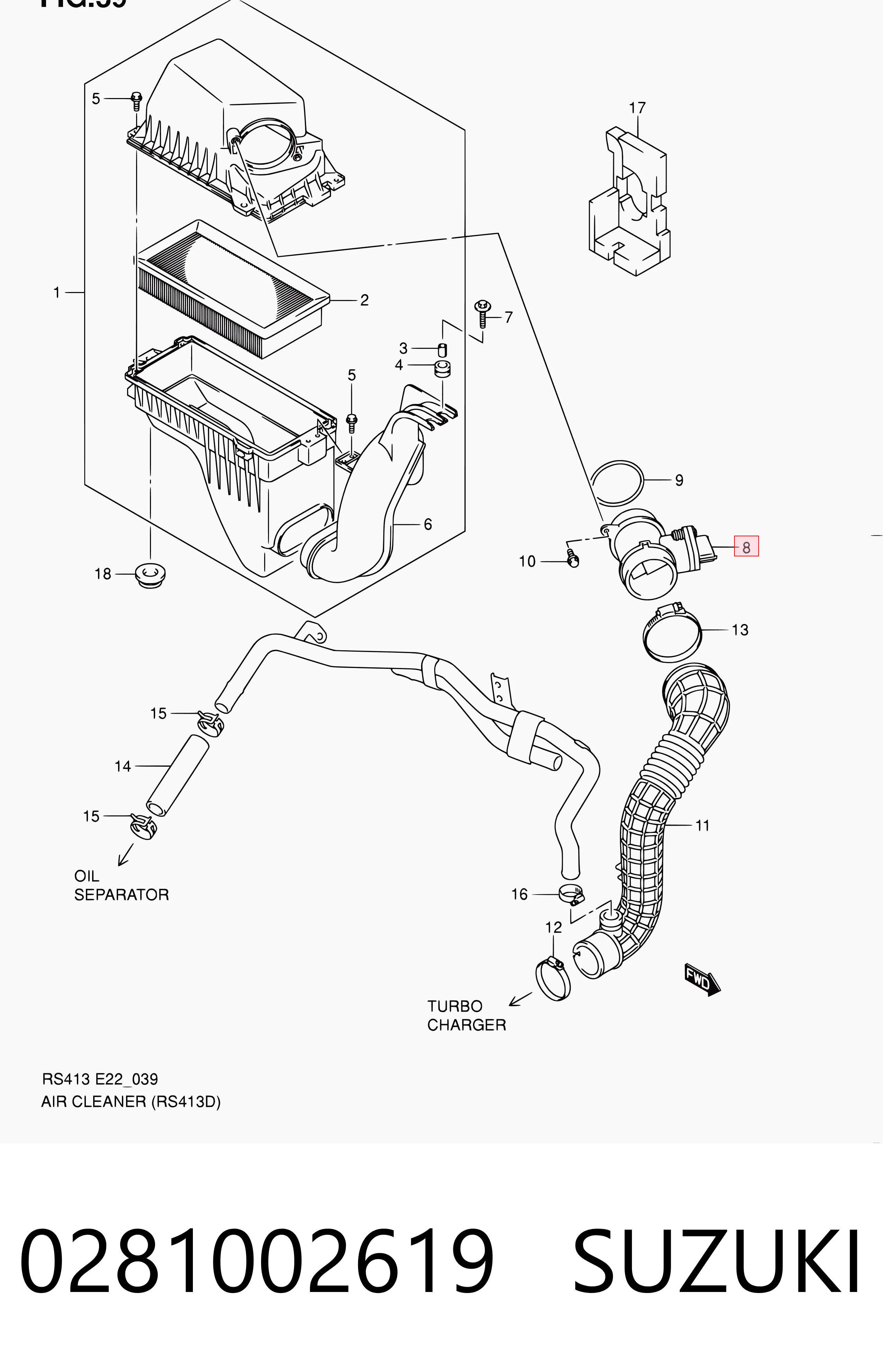 0281002619 Suzuki Sensor de flujo de aire