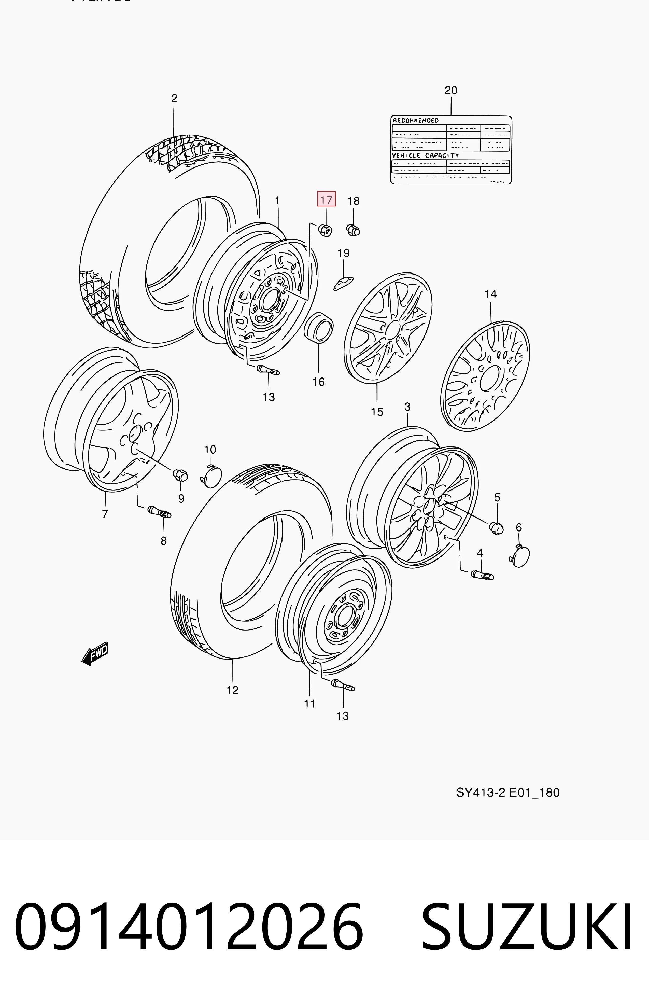 Tornillos para llantas Suzuki Vitara 
