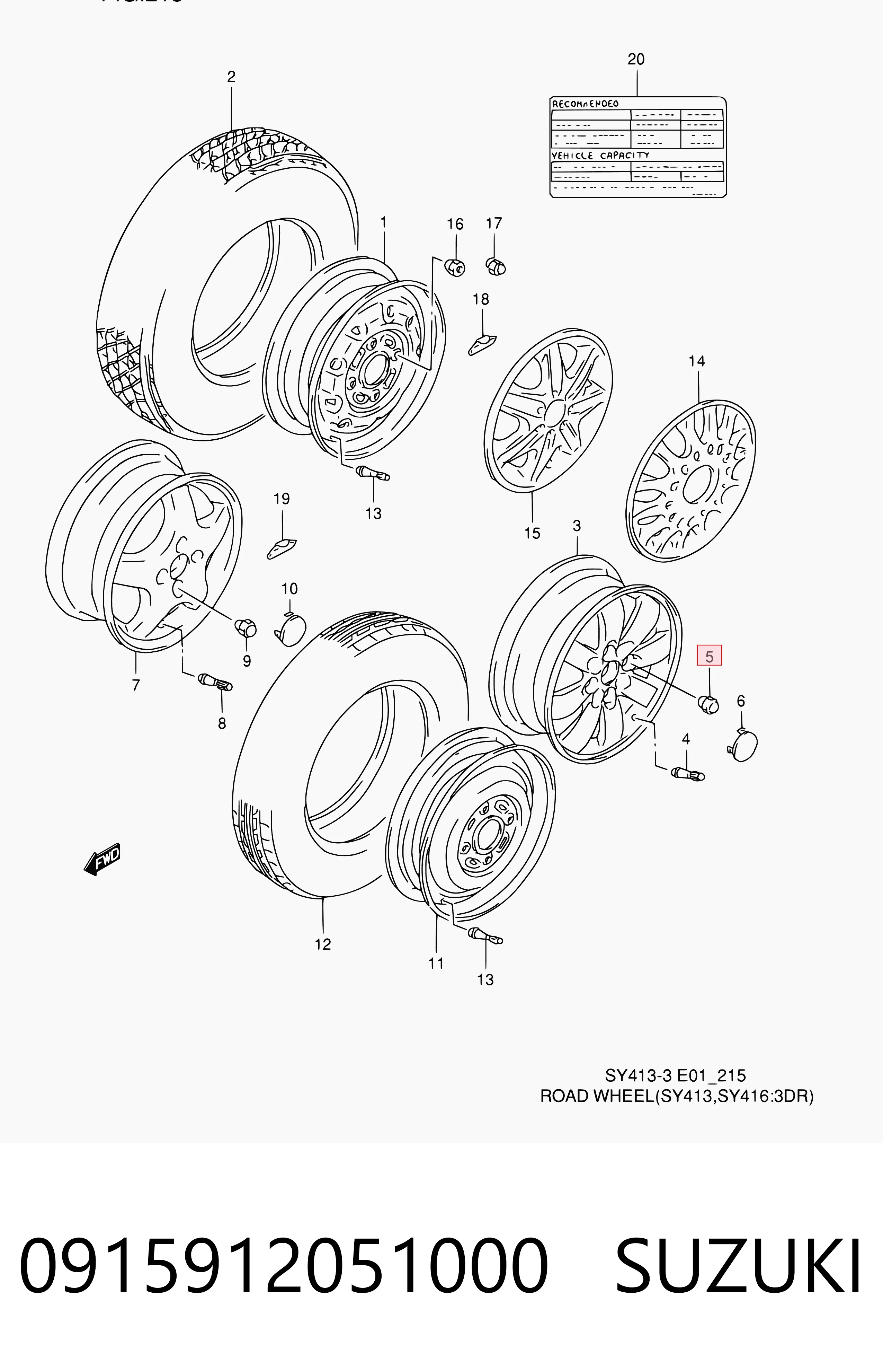 Perno de rueda para Suzuki Jimny  FJ
