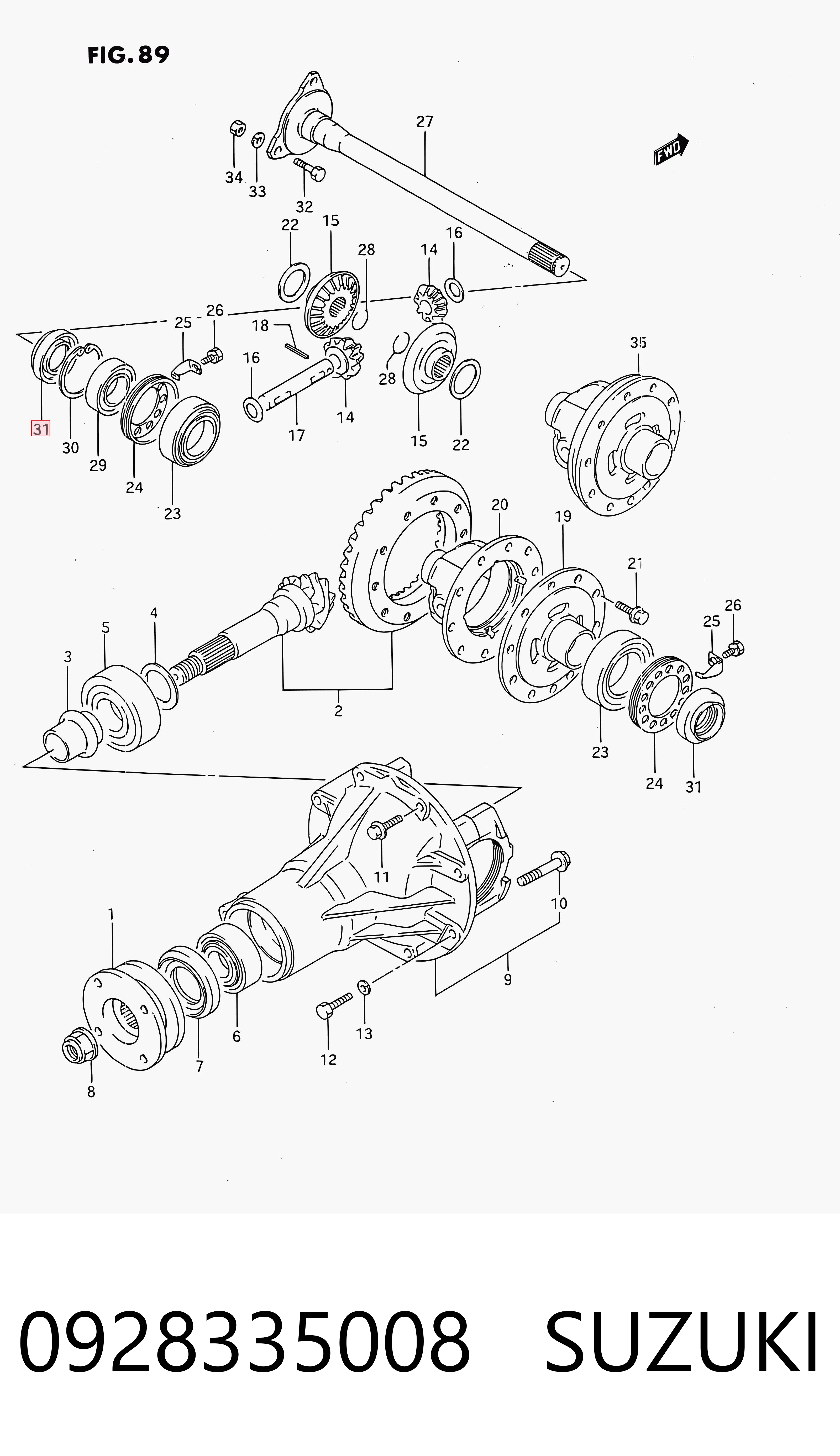 0928335008 Suzuki Retén del piñón del diferencial delantero
