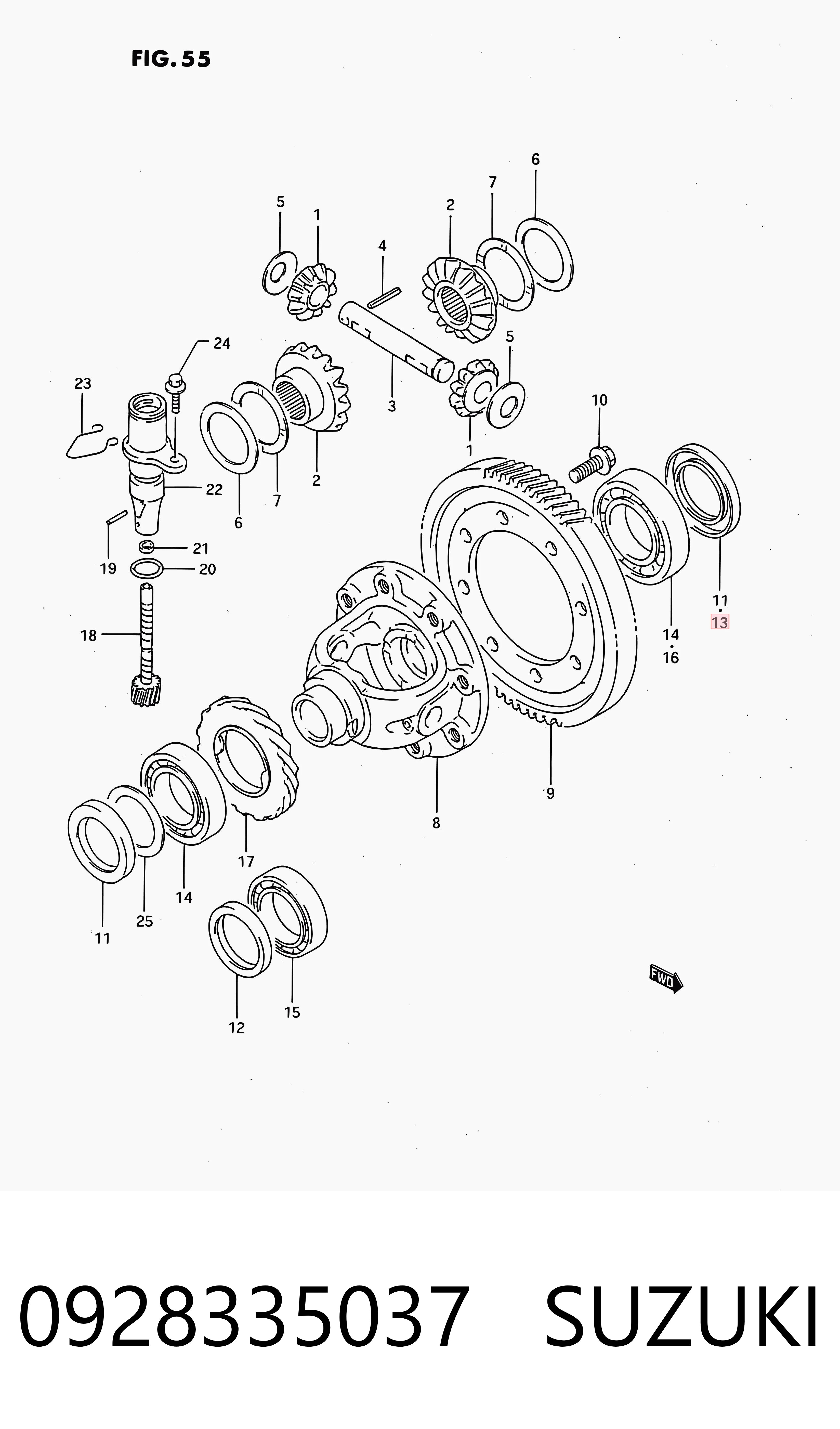 0928335037 Suzuki Retén del semieje delantero izquierdo