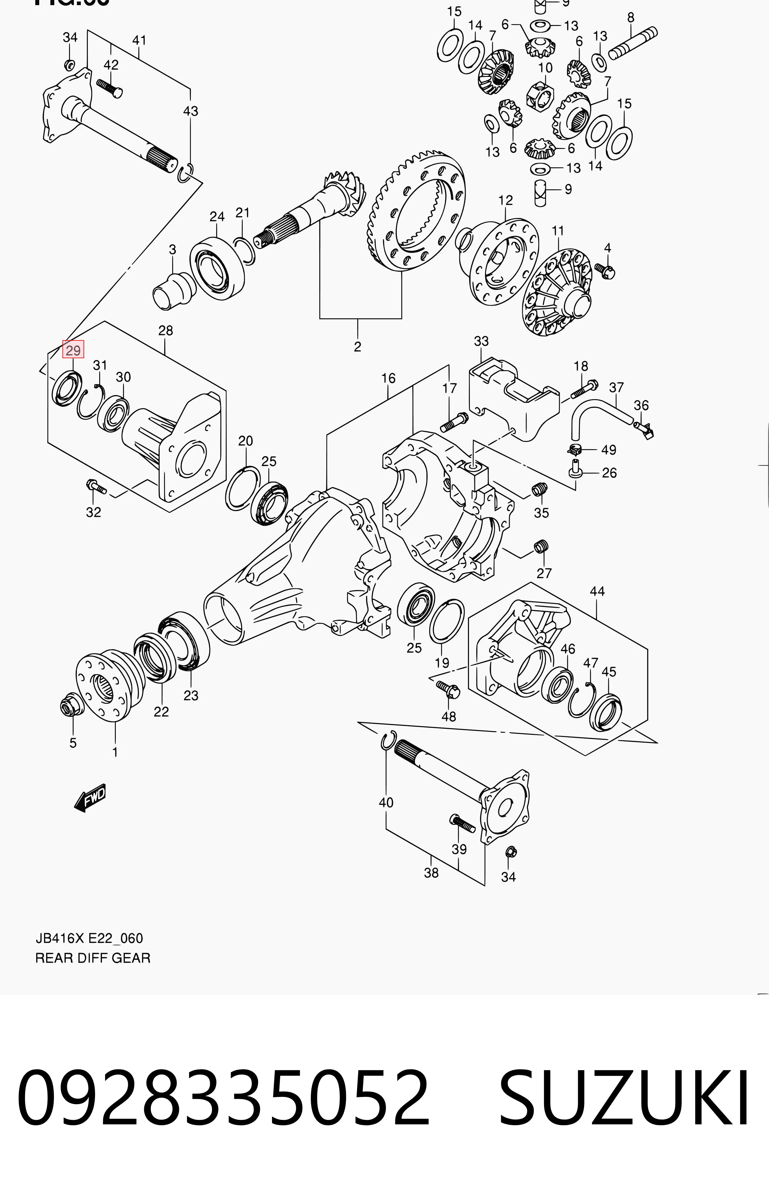 0928335052 Suzuki Retén del diferencial del eje delantero