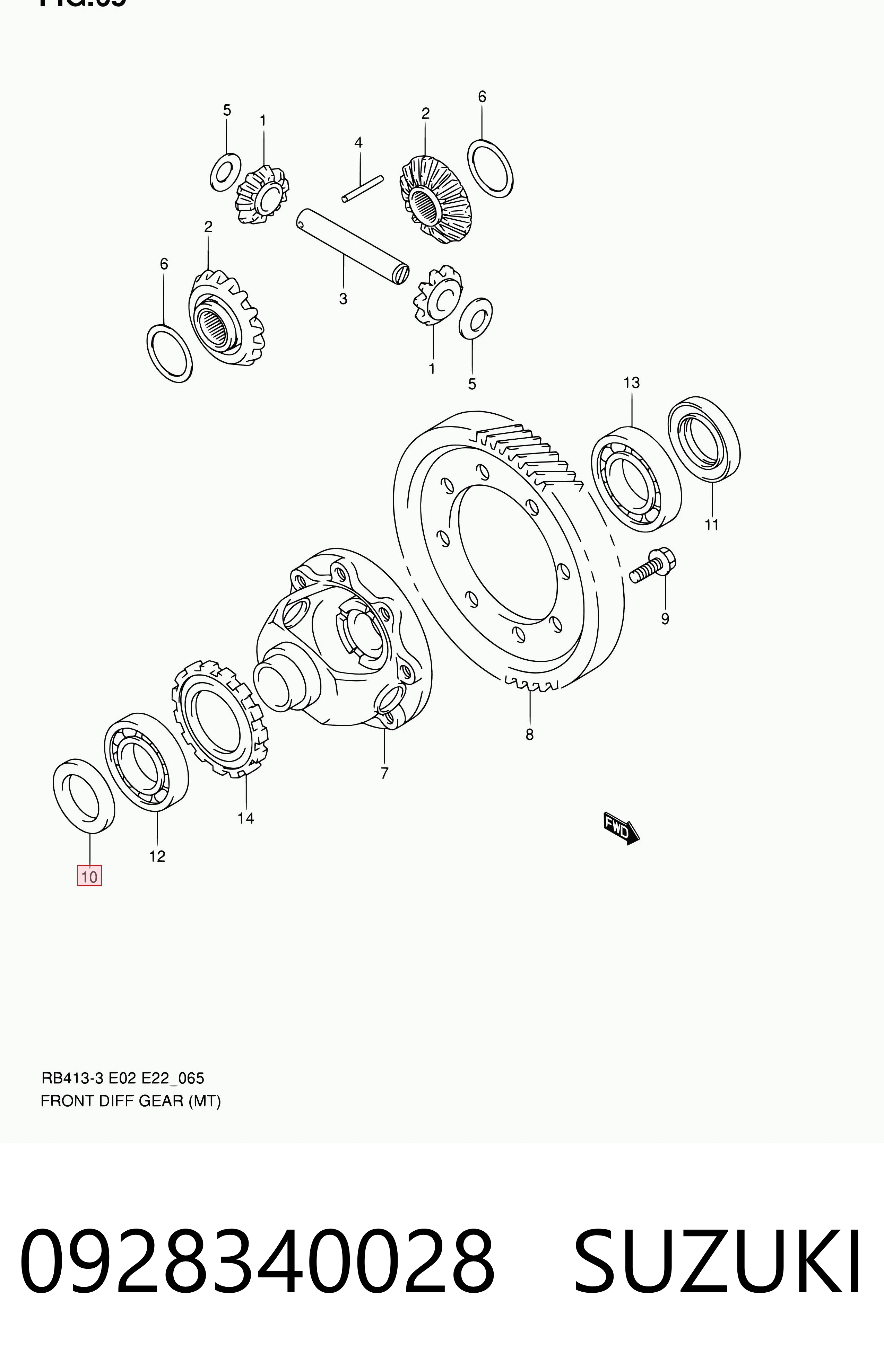 0928340028 Suzuki Retén del diferencial del eje delantero