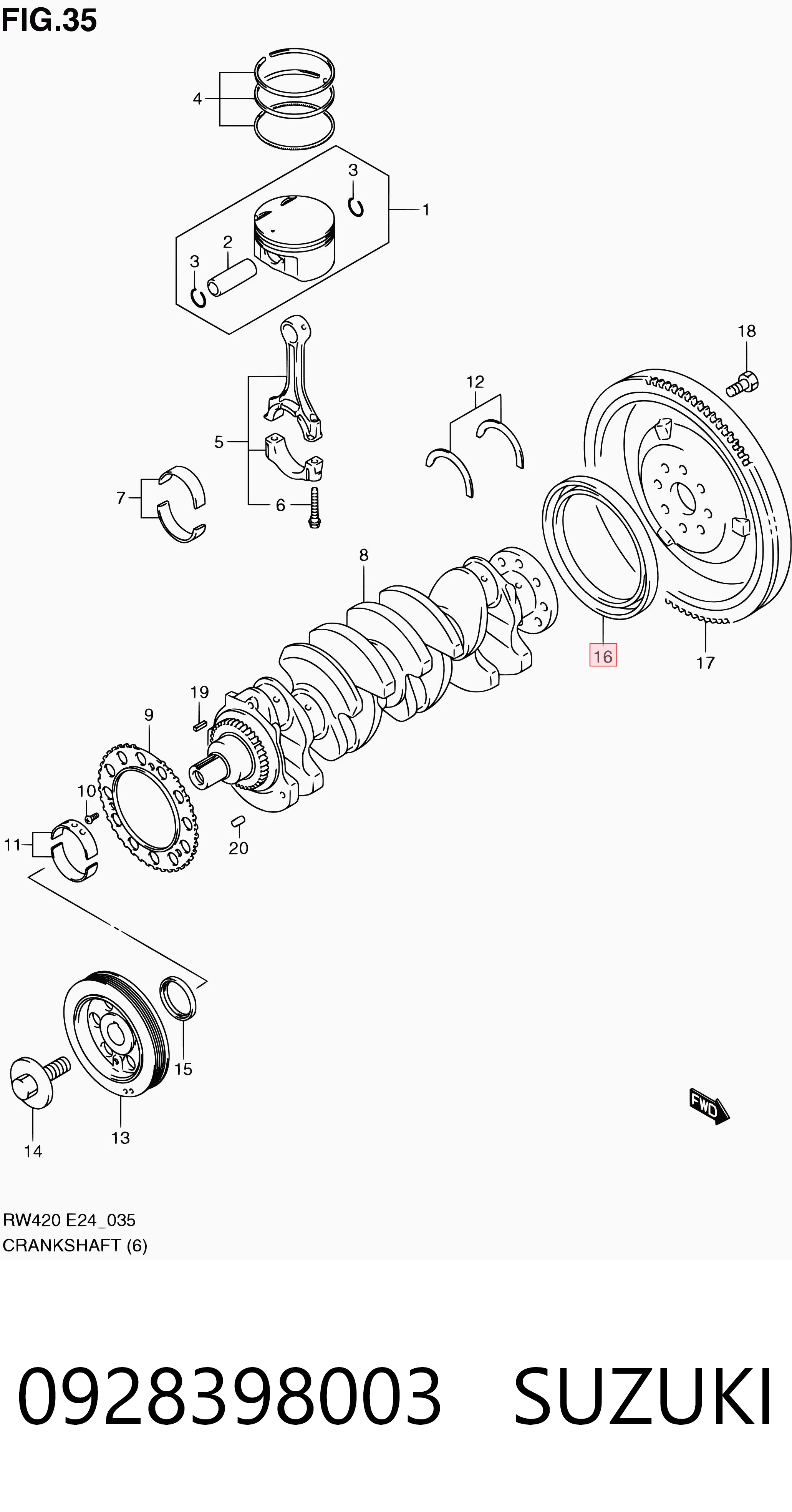 0928398003 Suzuki Anillo retén cigüeñal