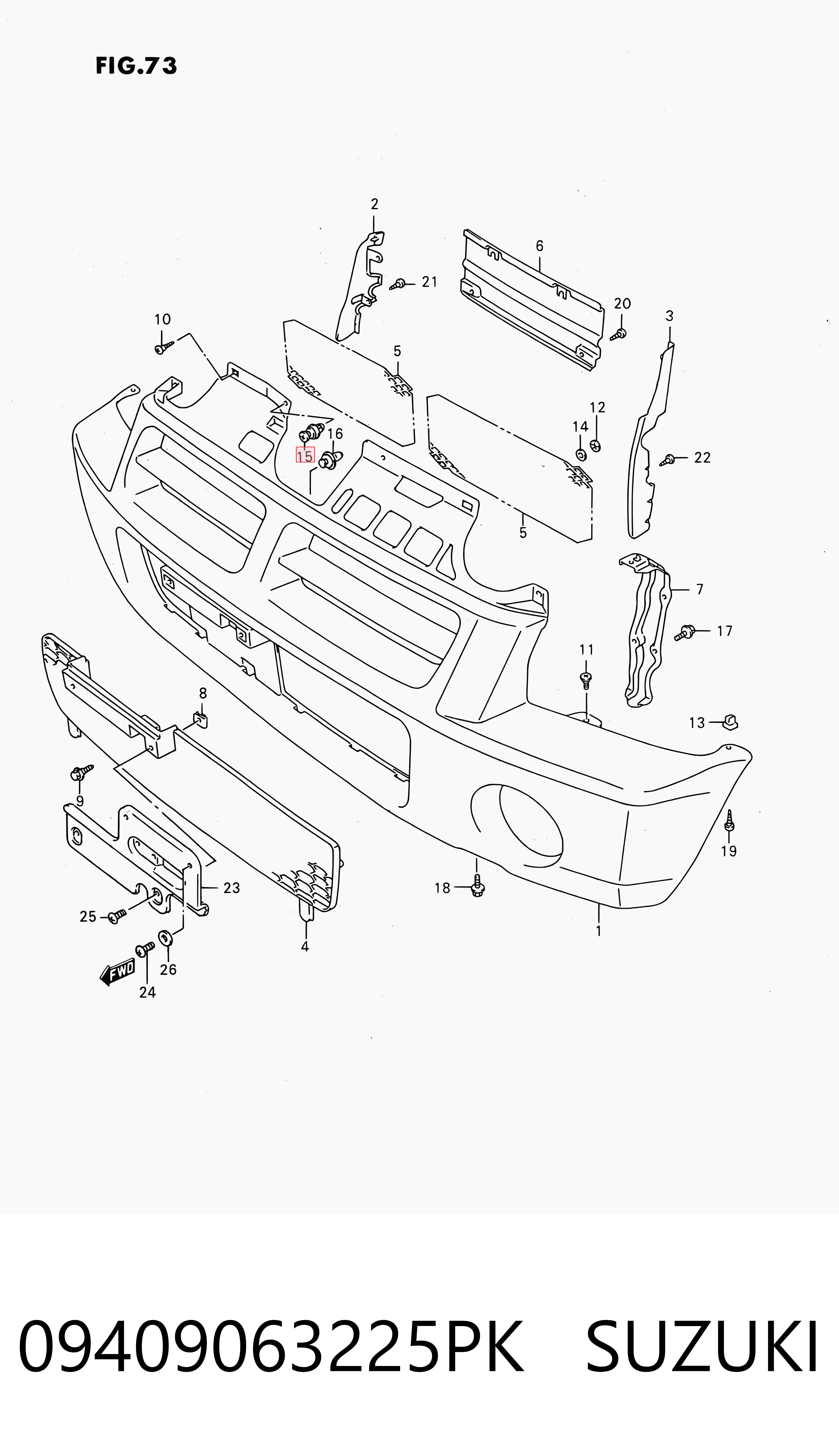 09409063225PK Suzuki Clip de fijación del guardabarros delantero