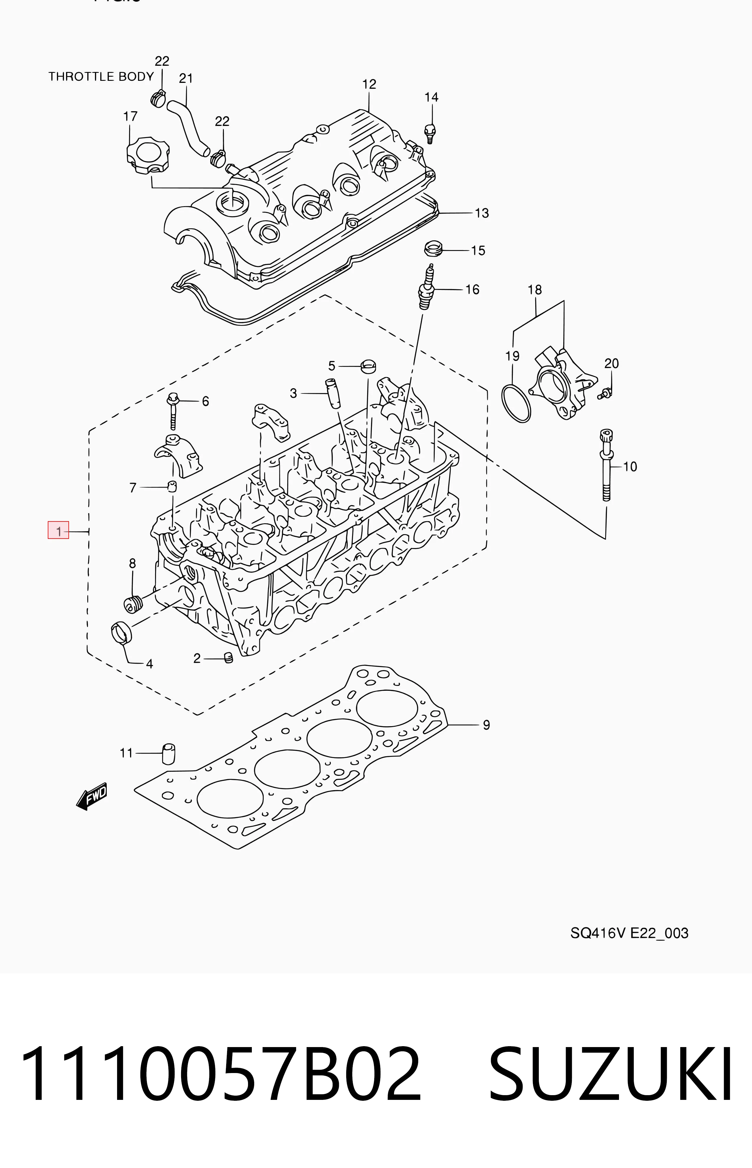 1110057B02 Suzuki Cabeza del motor