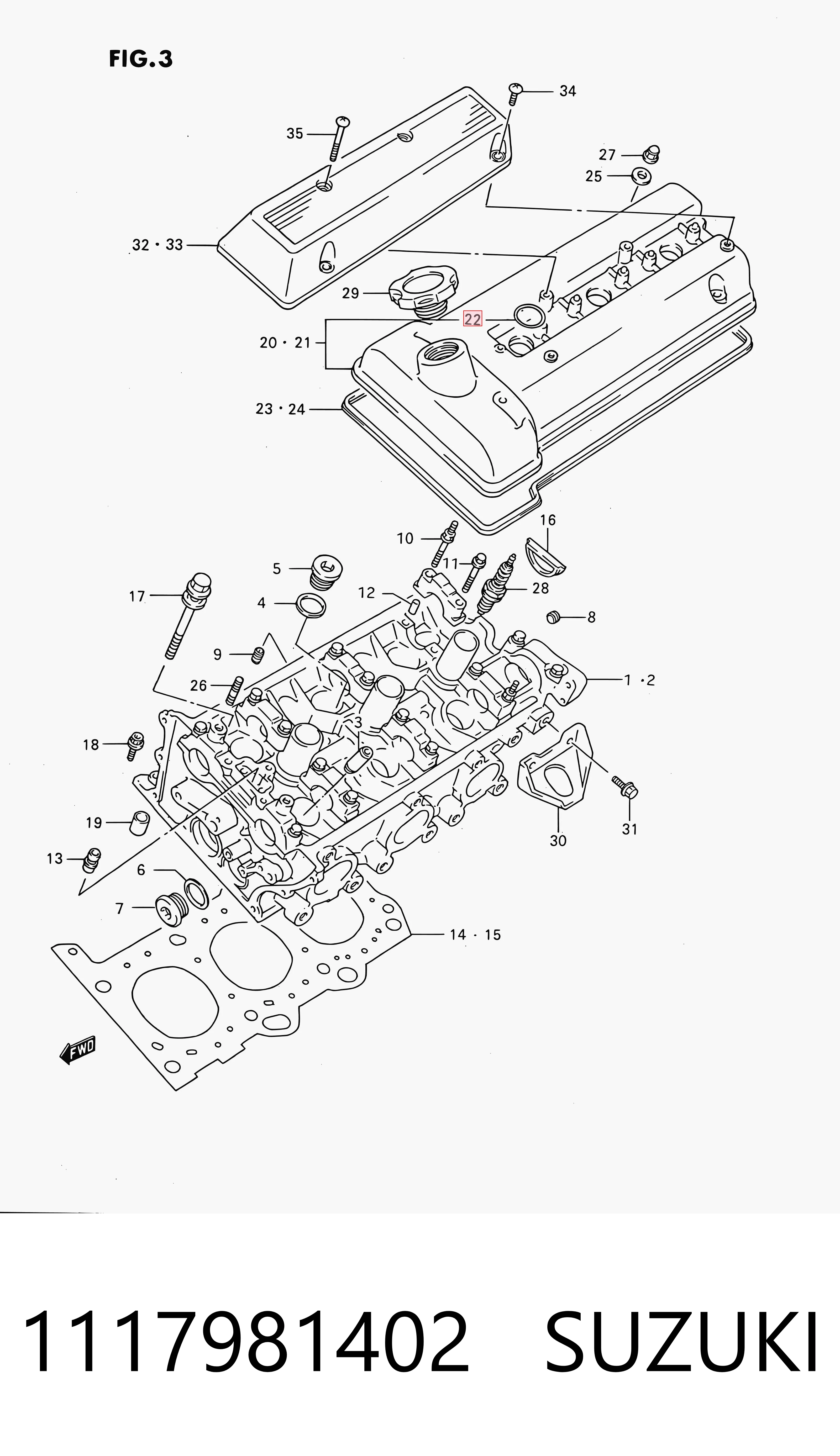 1117981402 Suzuki Anillo de sellado del pozo de la bujía